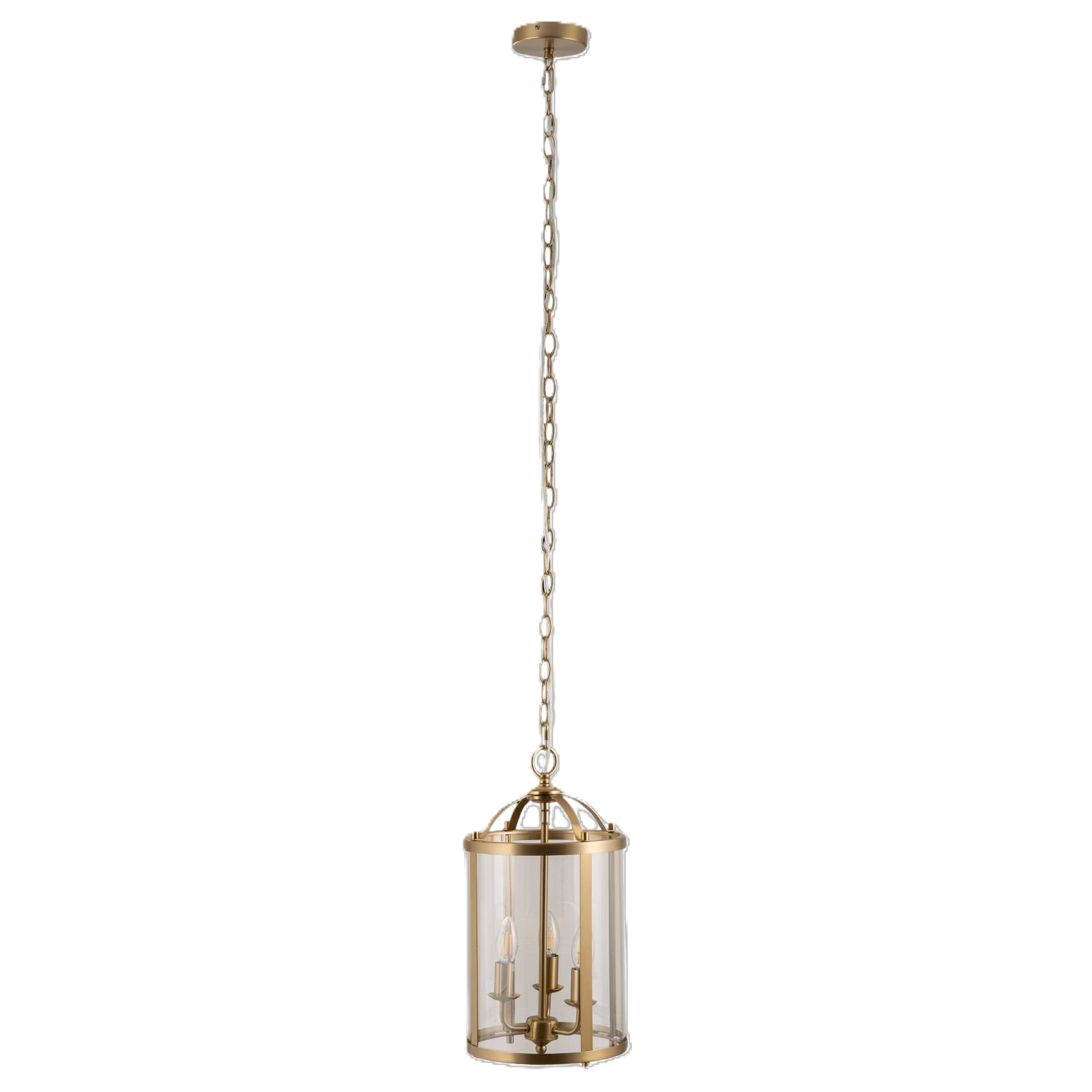 Manor Medium 3 Light Lantern, Satin Brass
