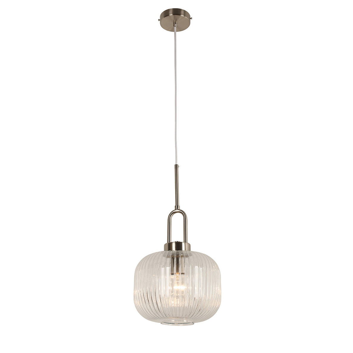 Main Pendant White Cord, Brushed Nickel