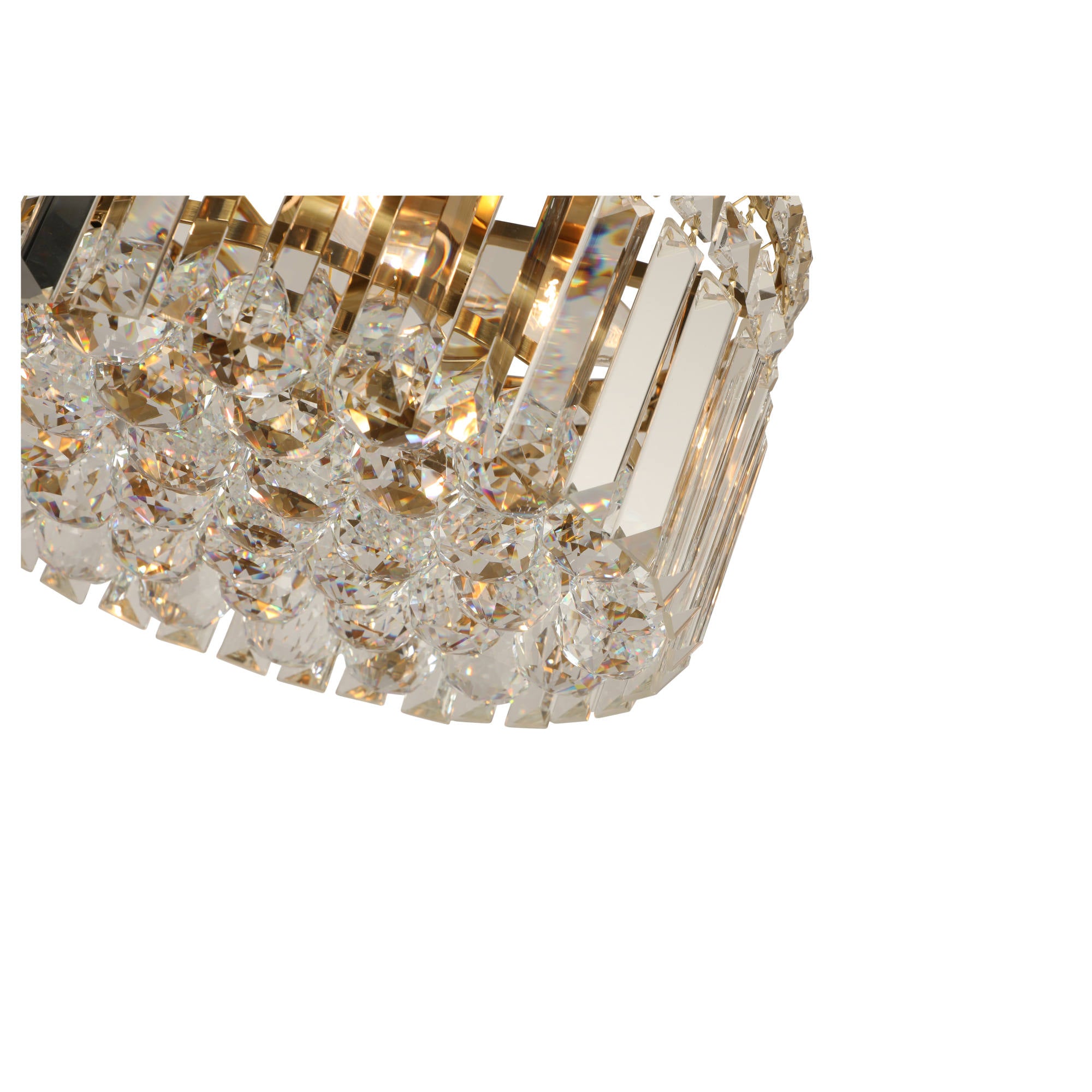 Rotondo Medium 40cm Flush 5 Light Crystal Glass, Satin Brass