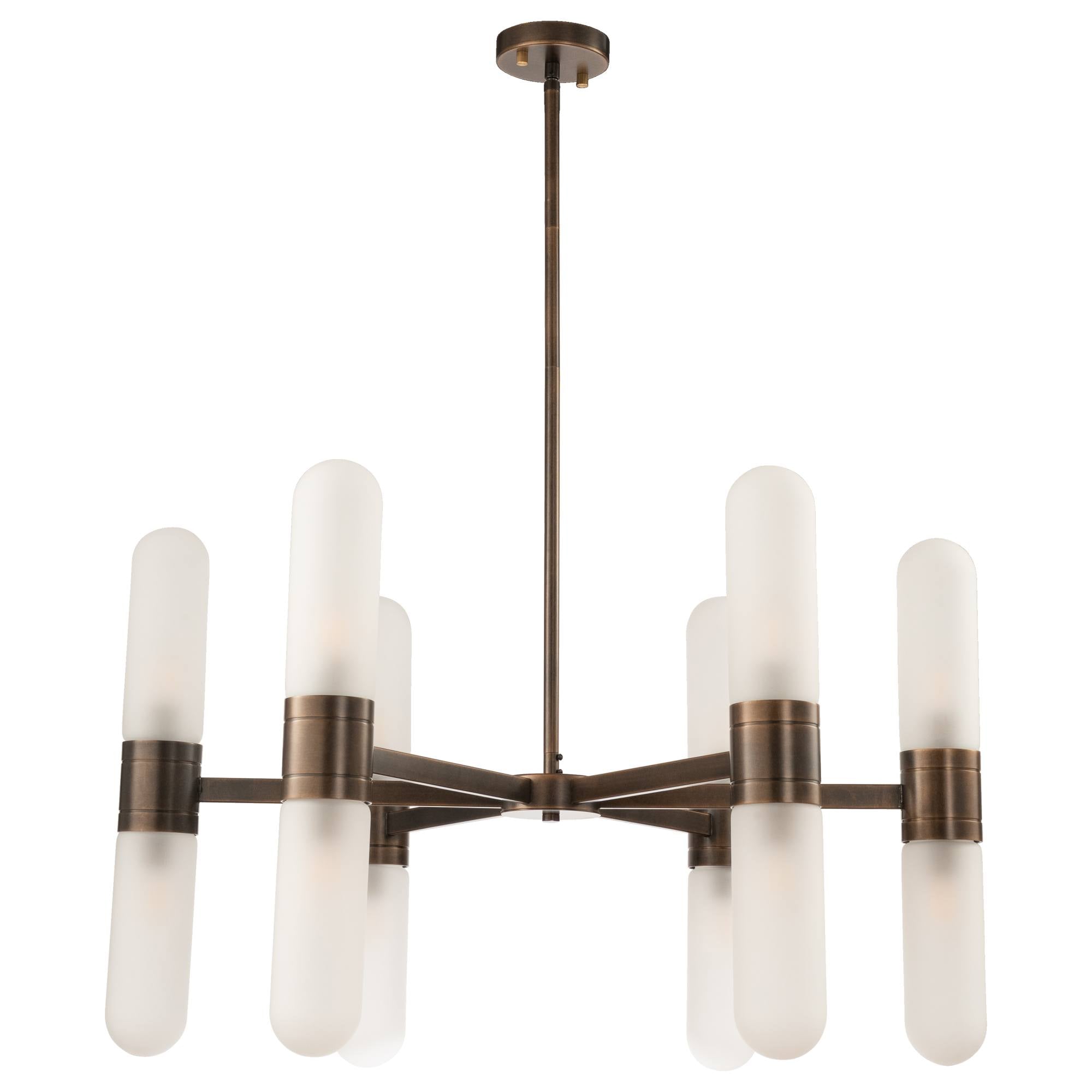 Hepburn 12 Light 6 Arm Pendant, Antique Brass