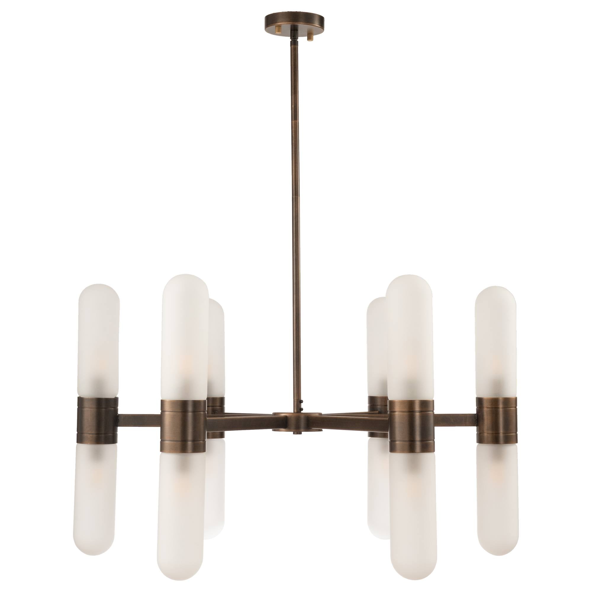 Hepburn 12 Light 6 Arm Pendant, Antique Brass