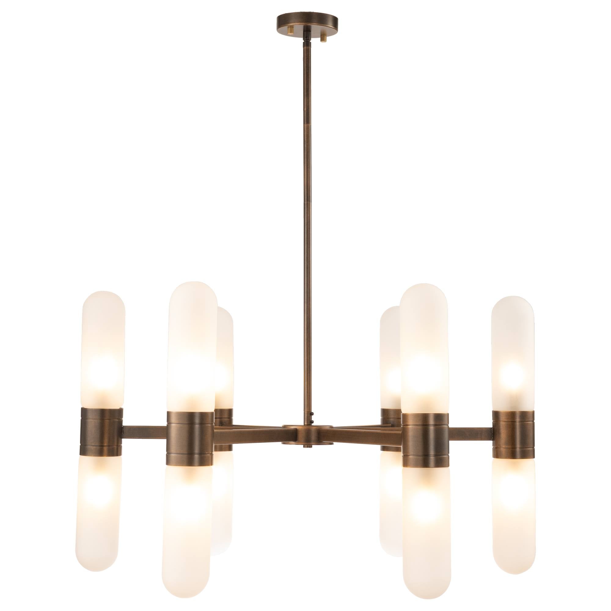 Hepburn 12 Light 6 Arm Pendant, Antique Brass