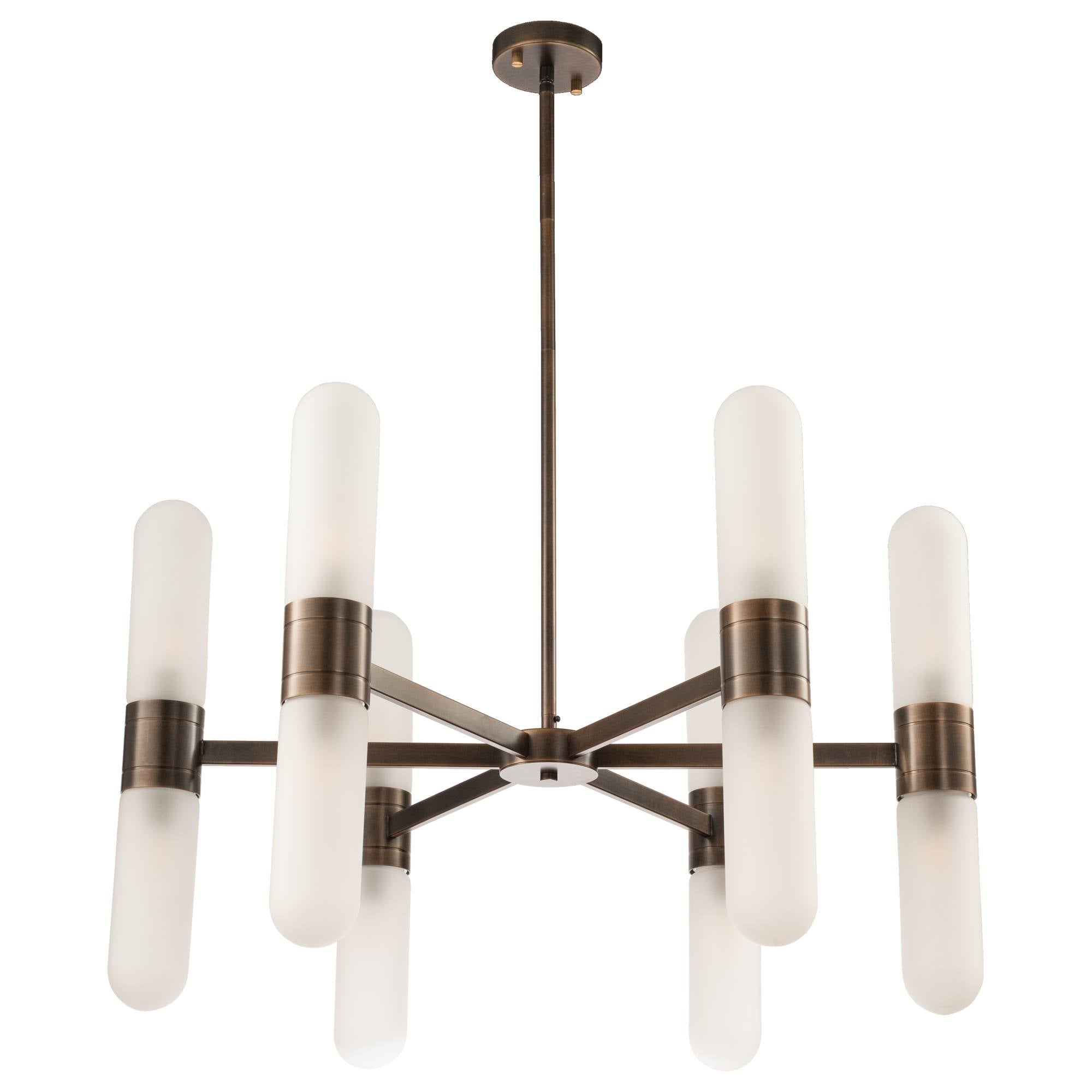 Hepburn 12 Light 6 Arm Pendant, Antique Brass