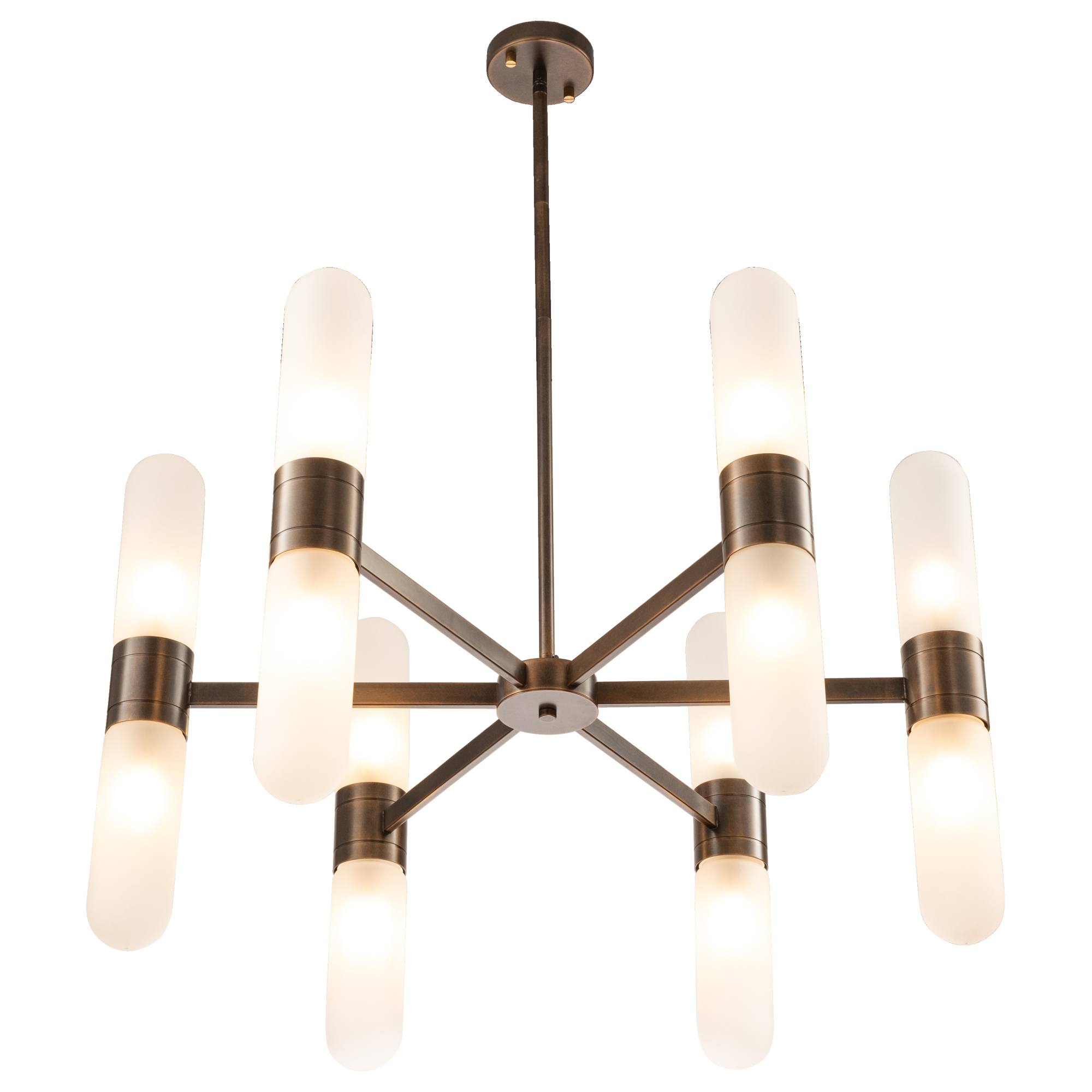 Hepburn 12 Light 6 Arm Pendant, Antique Brass