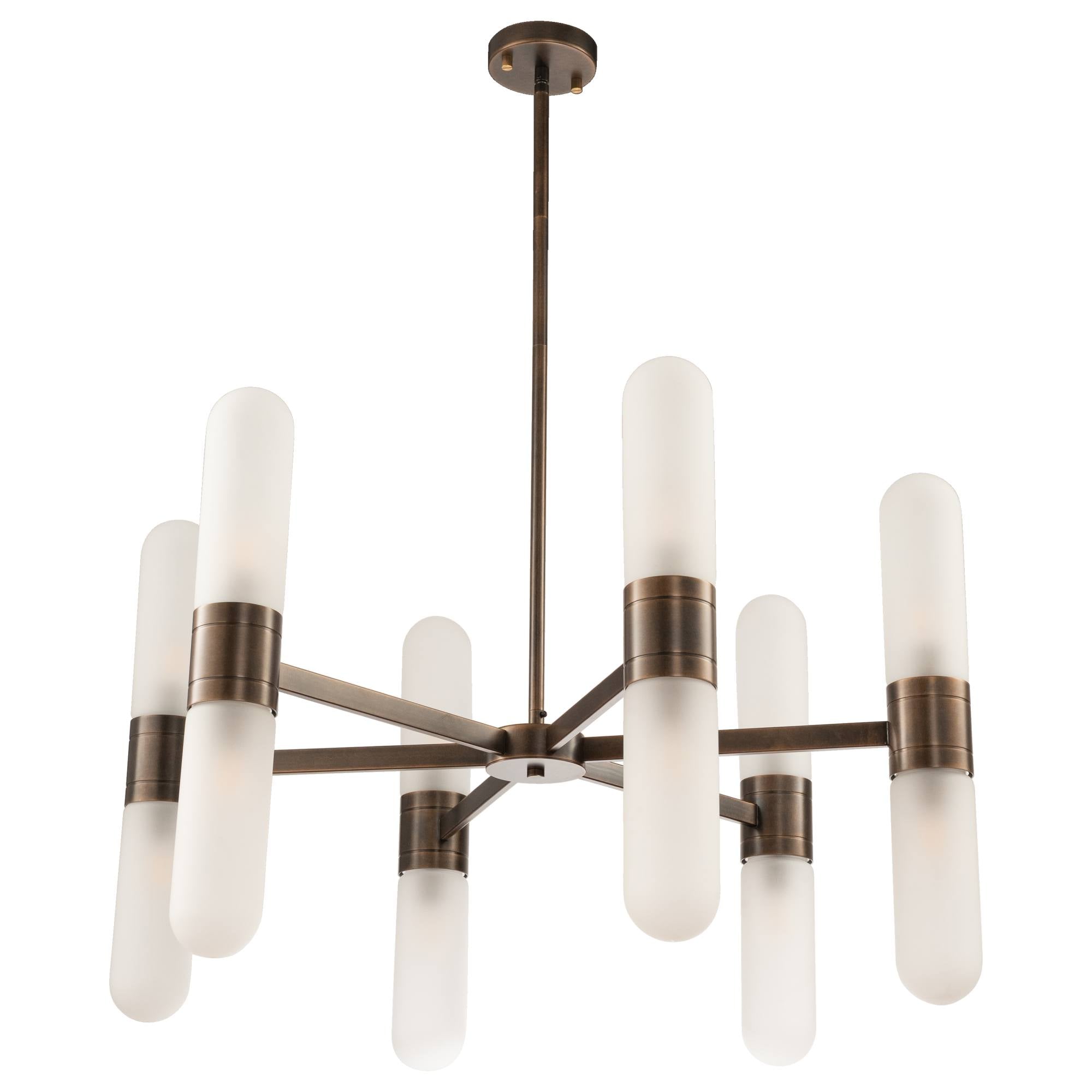 Hepburn 12 Light 6 Arm Pendant, Antique Brass