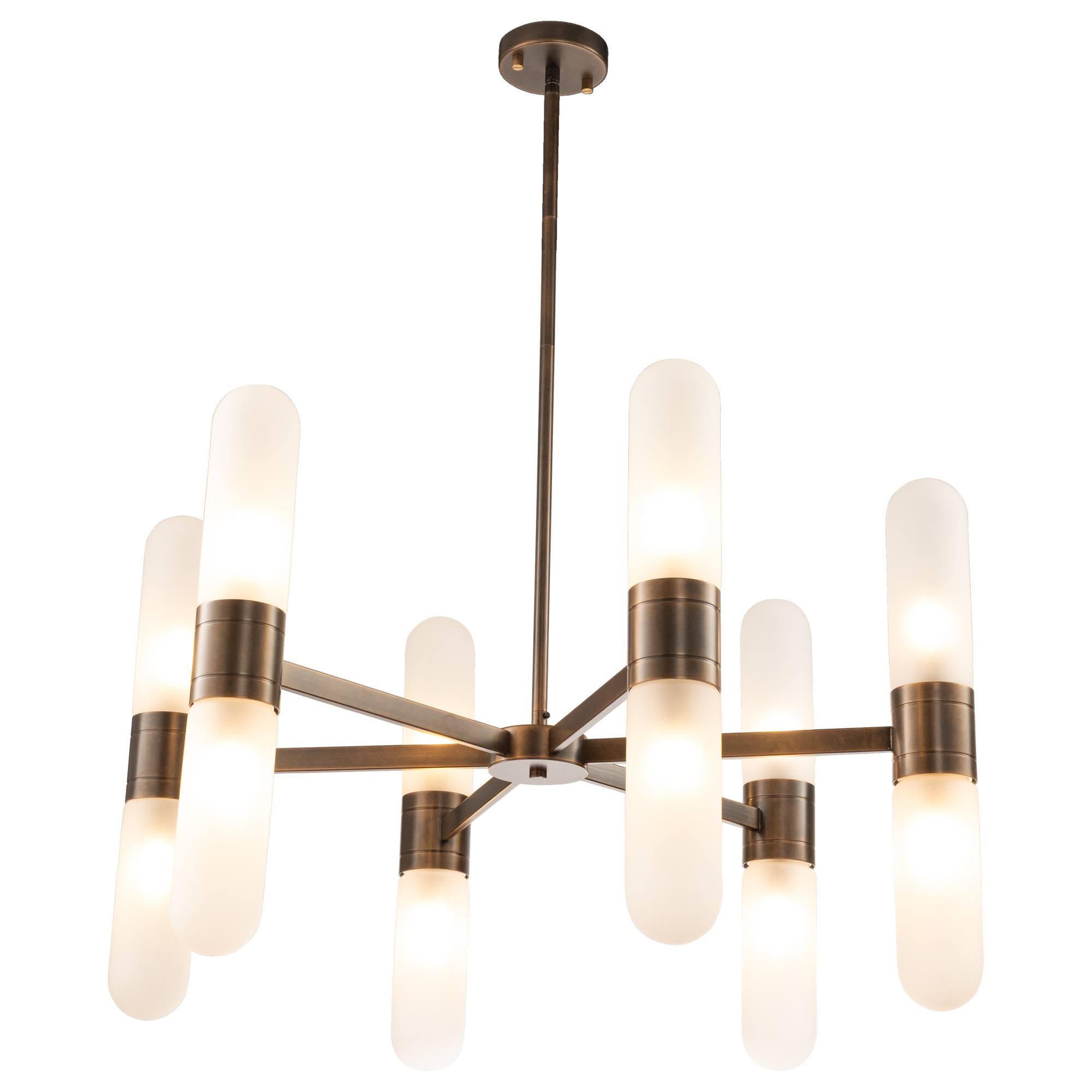 Hepburn 12 Light 6 Arm Pendant, Antique Brass