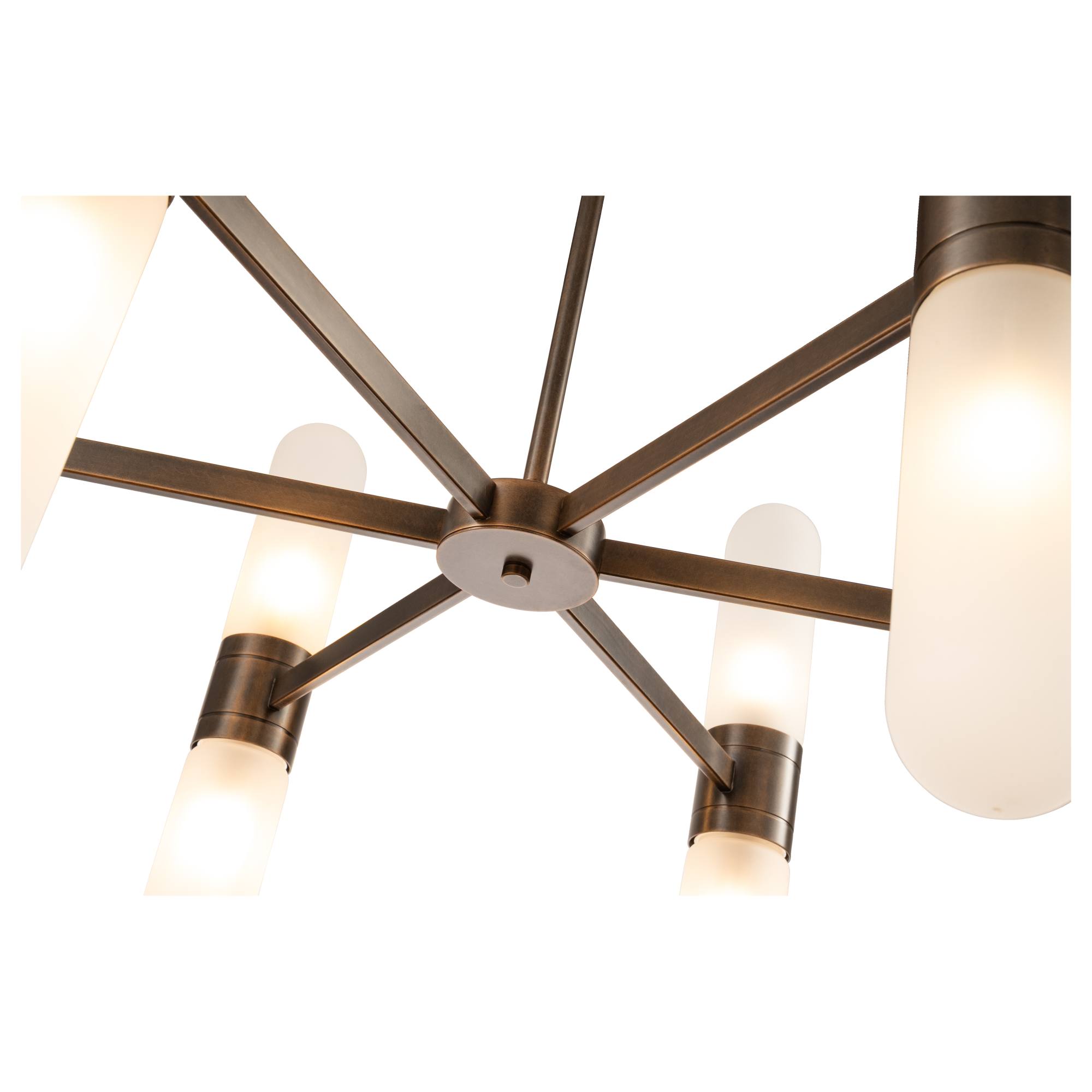 Hepburn 12 Light 6 Arm Pendant, Antique Brass