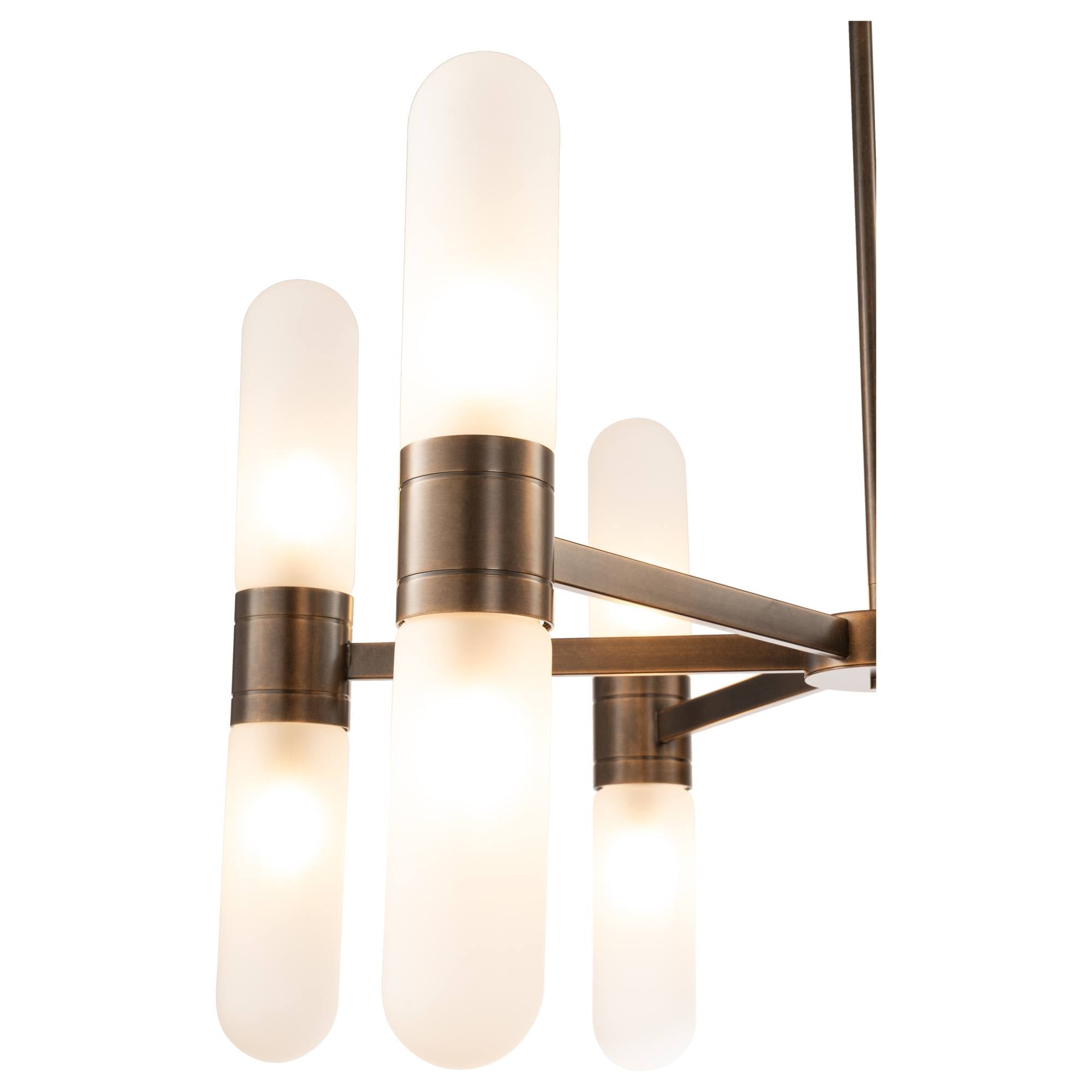 Hepburn 12 Light 6 Arm Pendant, Antique Brass