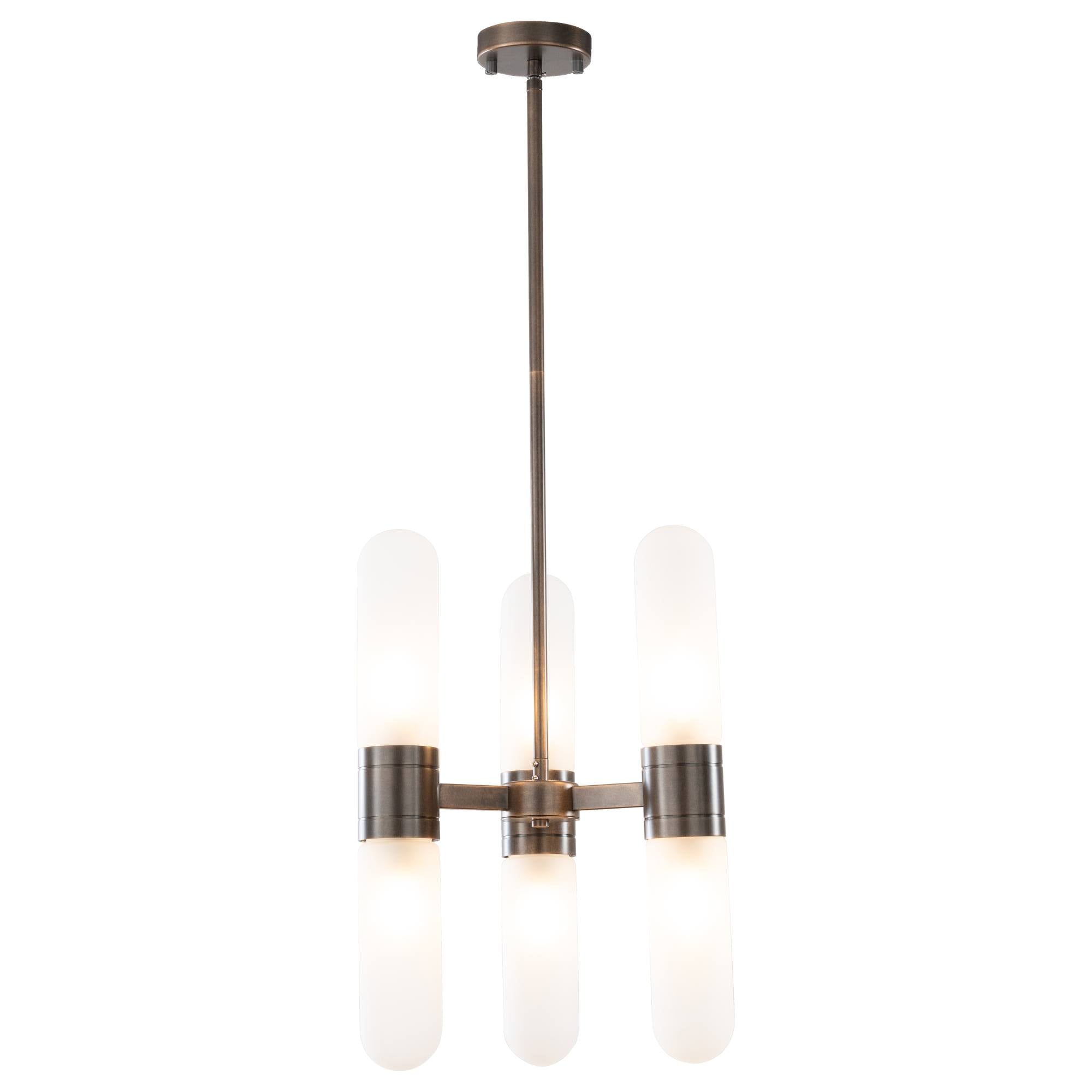 Hepburn 6 Light 3 Arm Pendant, Antique Brass