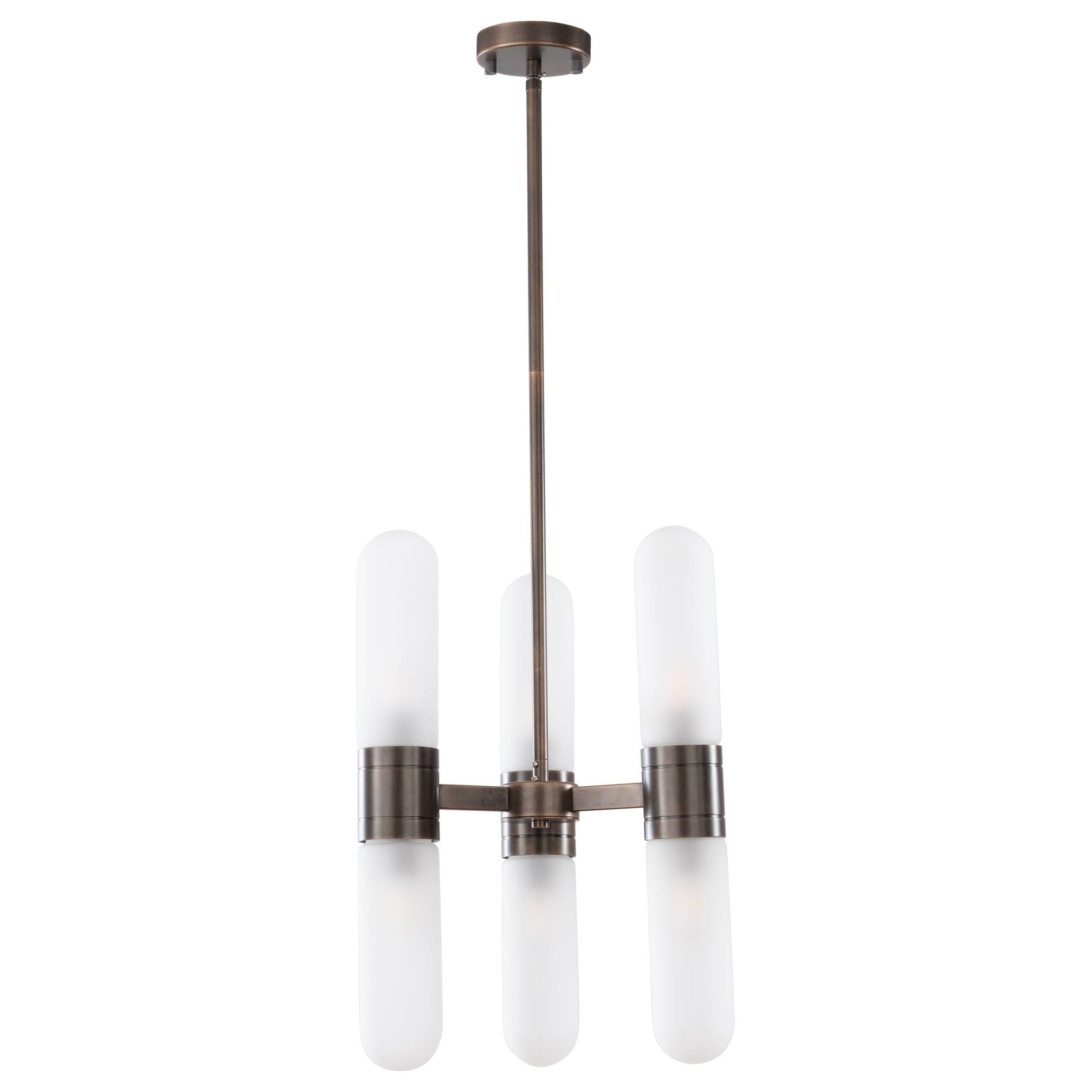 Hepburn 6 Light 3 Arm Pendant, Antique Brass