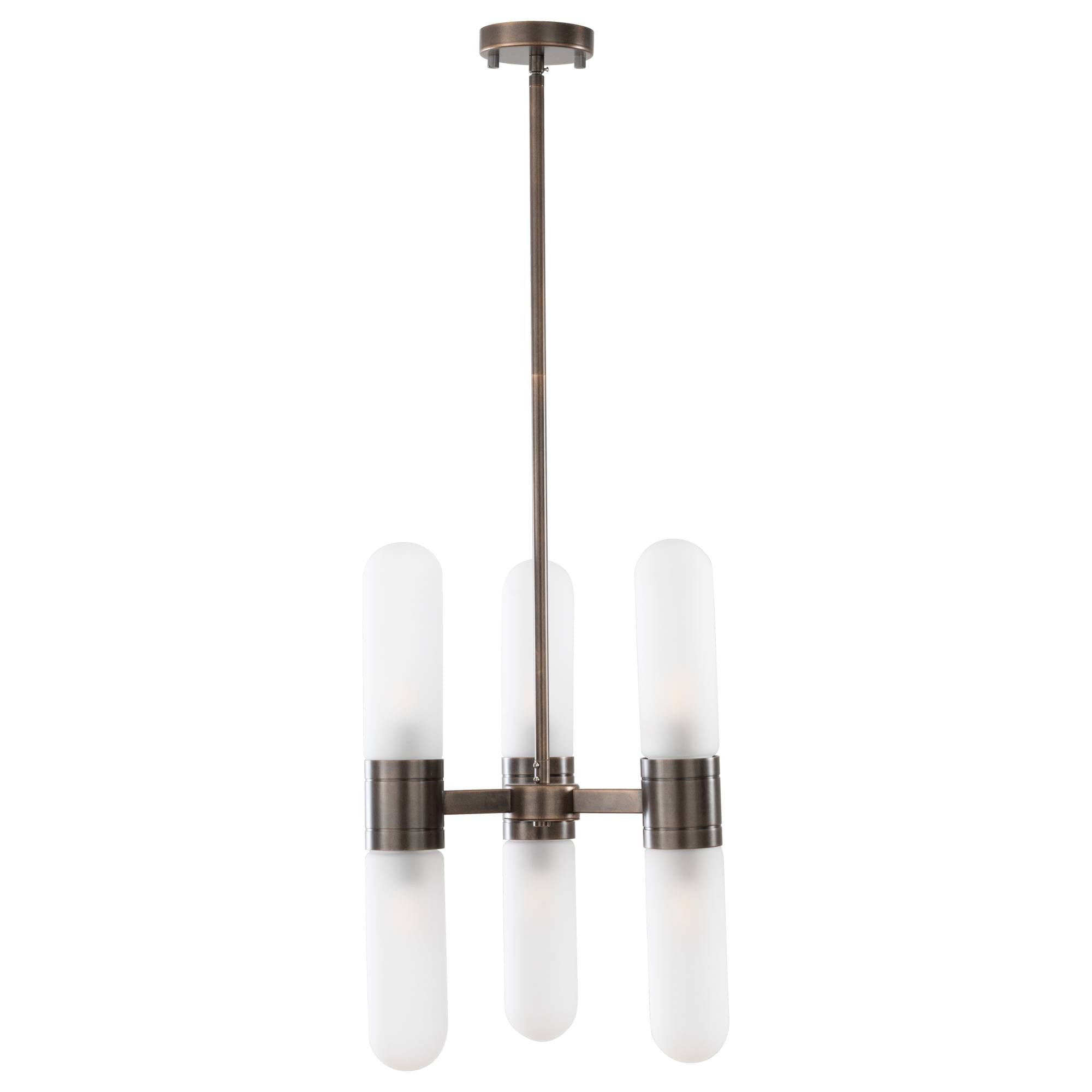 Hepburn 6 Light 3 Arm Pendant, Antique Brass