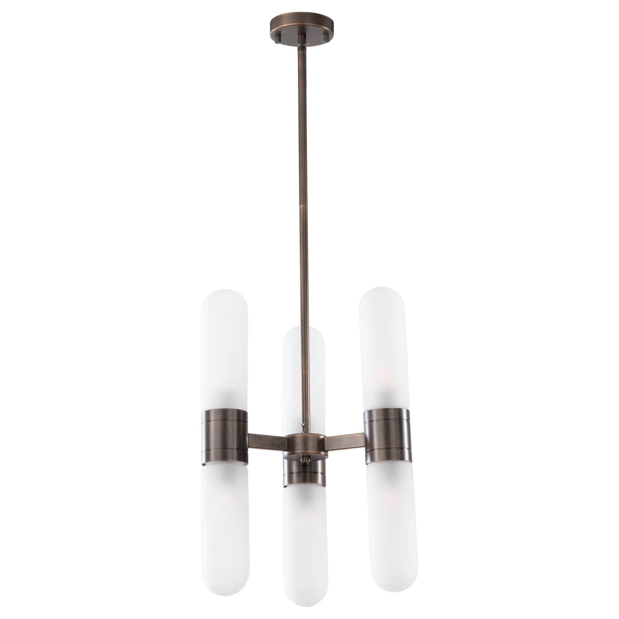 Hepburn 6 Light 3 Arm Pendant, Antique Brass