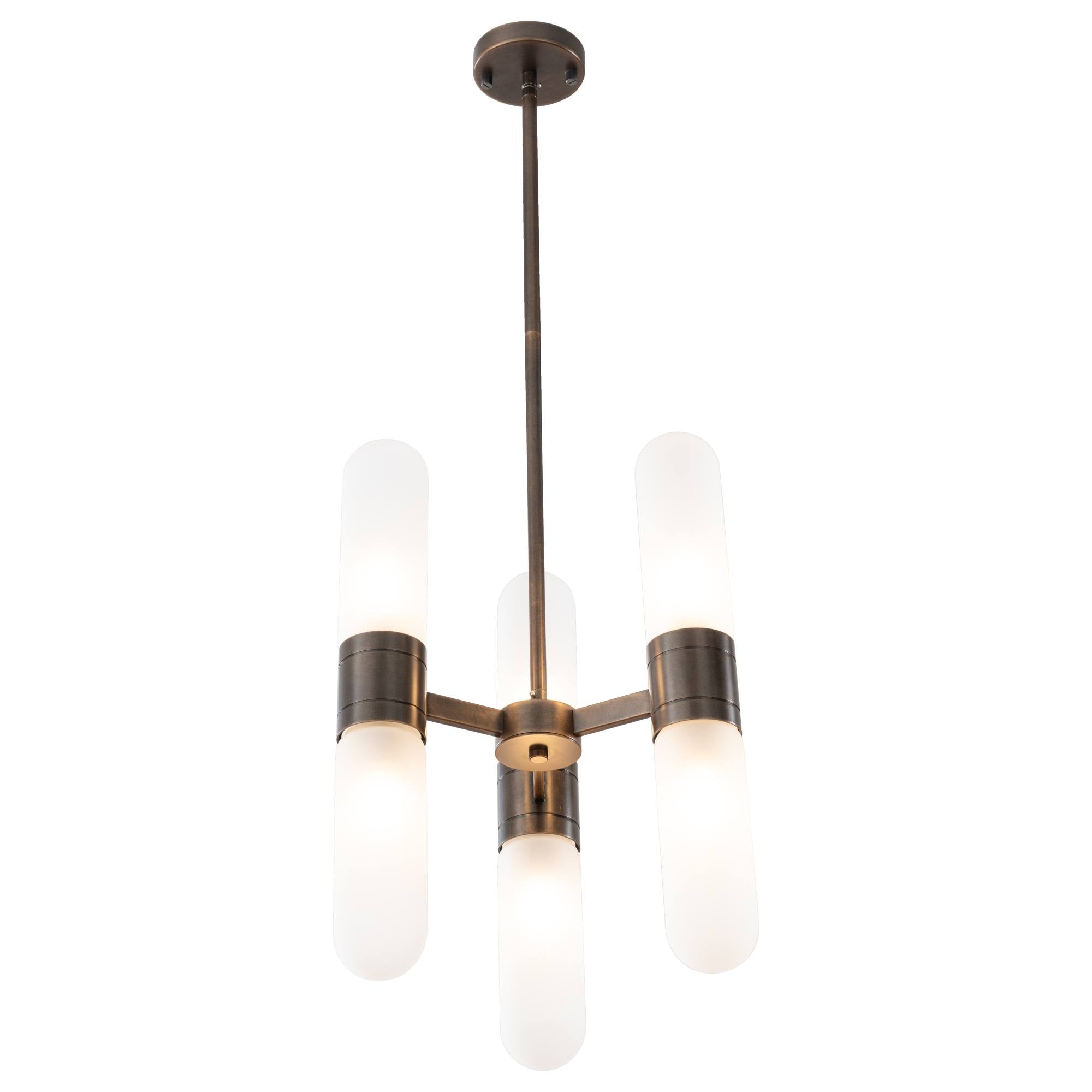 Hepburn 6 Light 3 Arm Pendant, Antique Brass