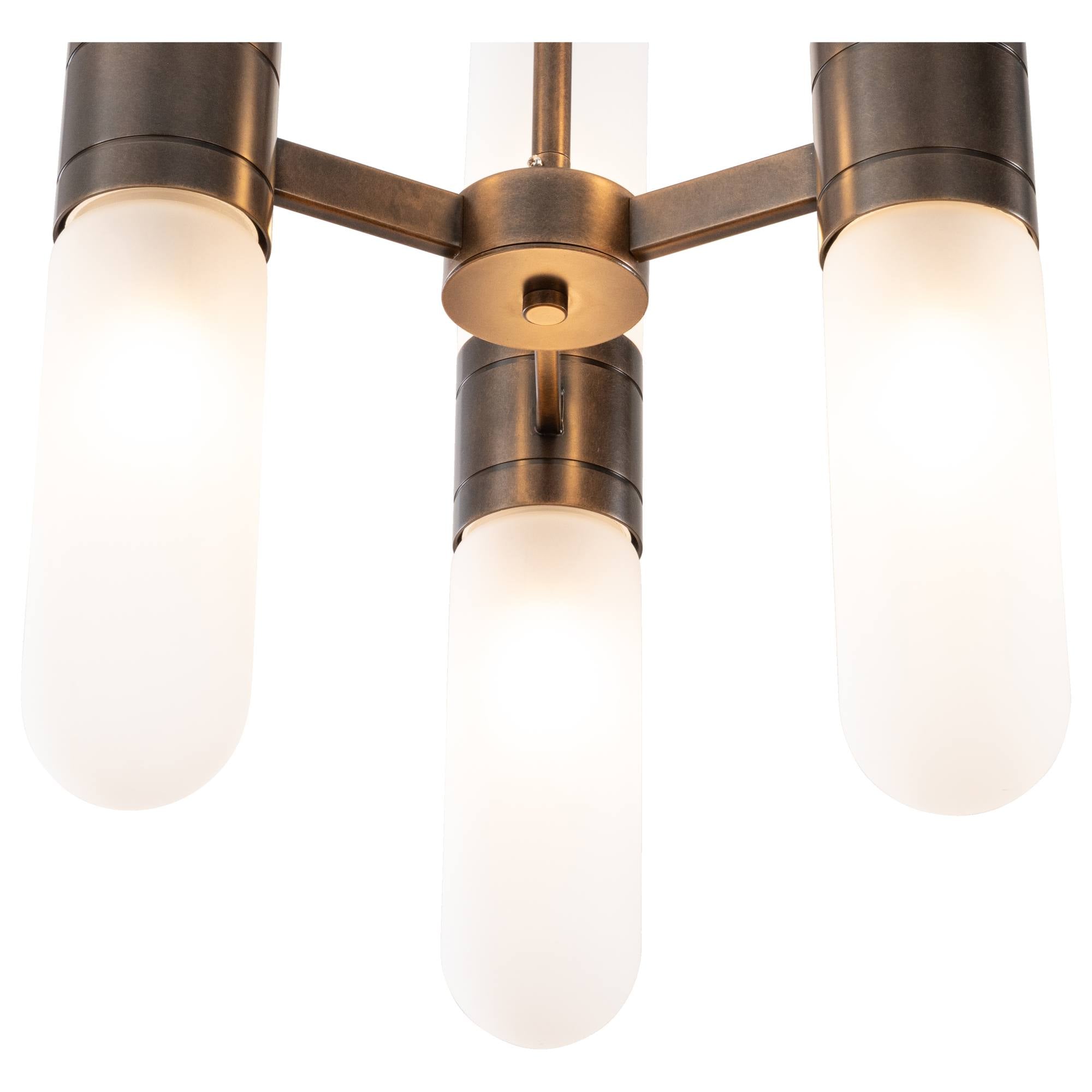 Hepburn 6 Light 3 Arm Pendant, Antique Brass