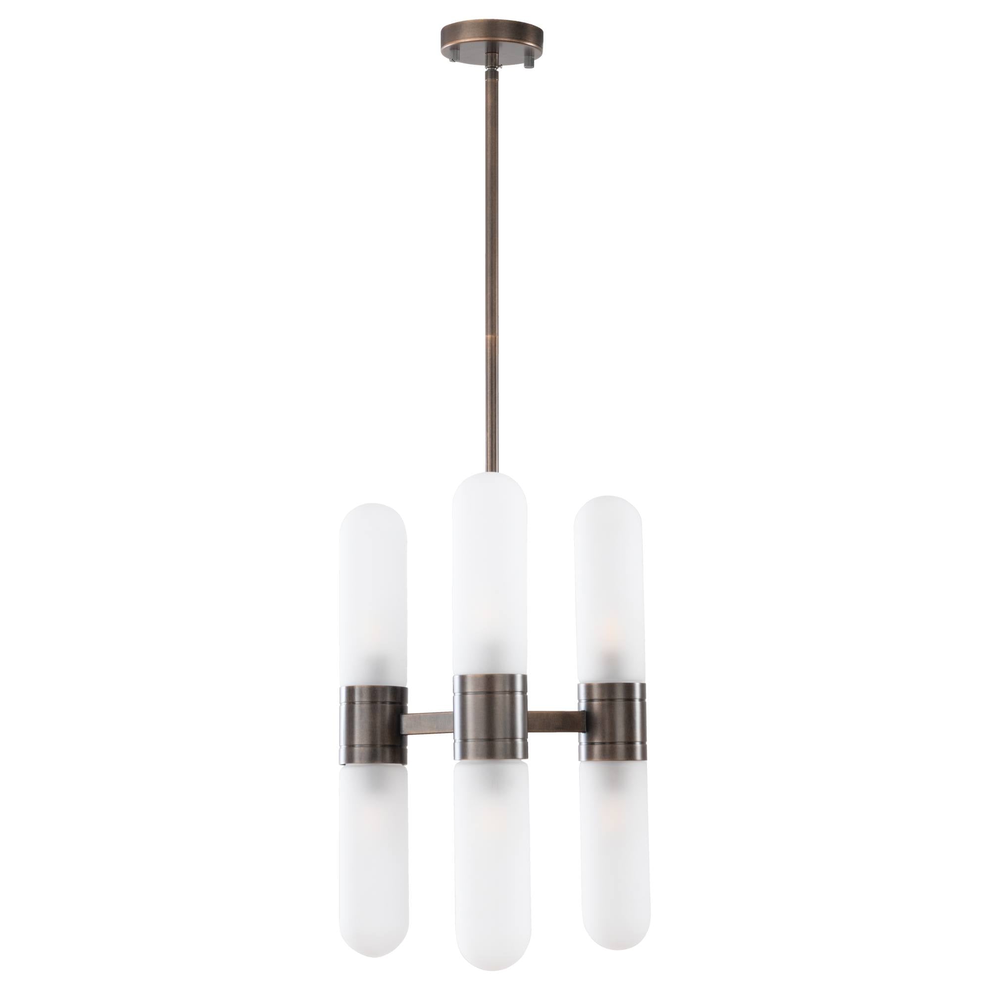 Hepburn 6 Light 3 Arm Pendant, Antique Brass