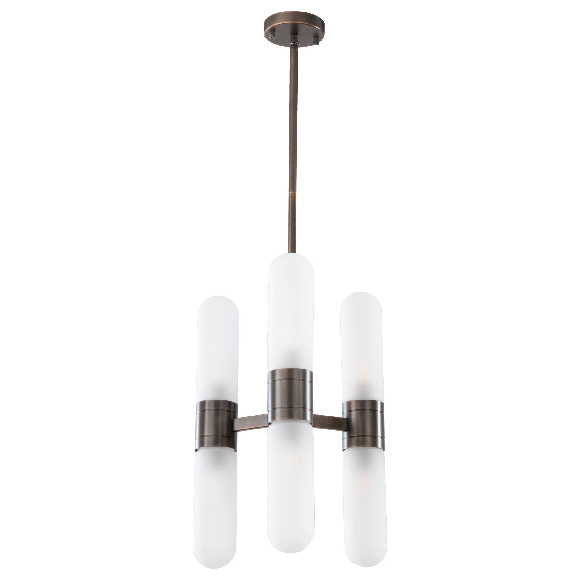 Hepburn 6 Light 3 Arm Pendant, Antique Brass