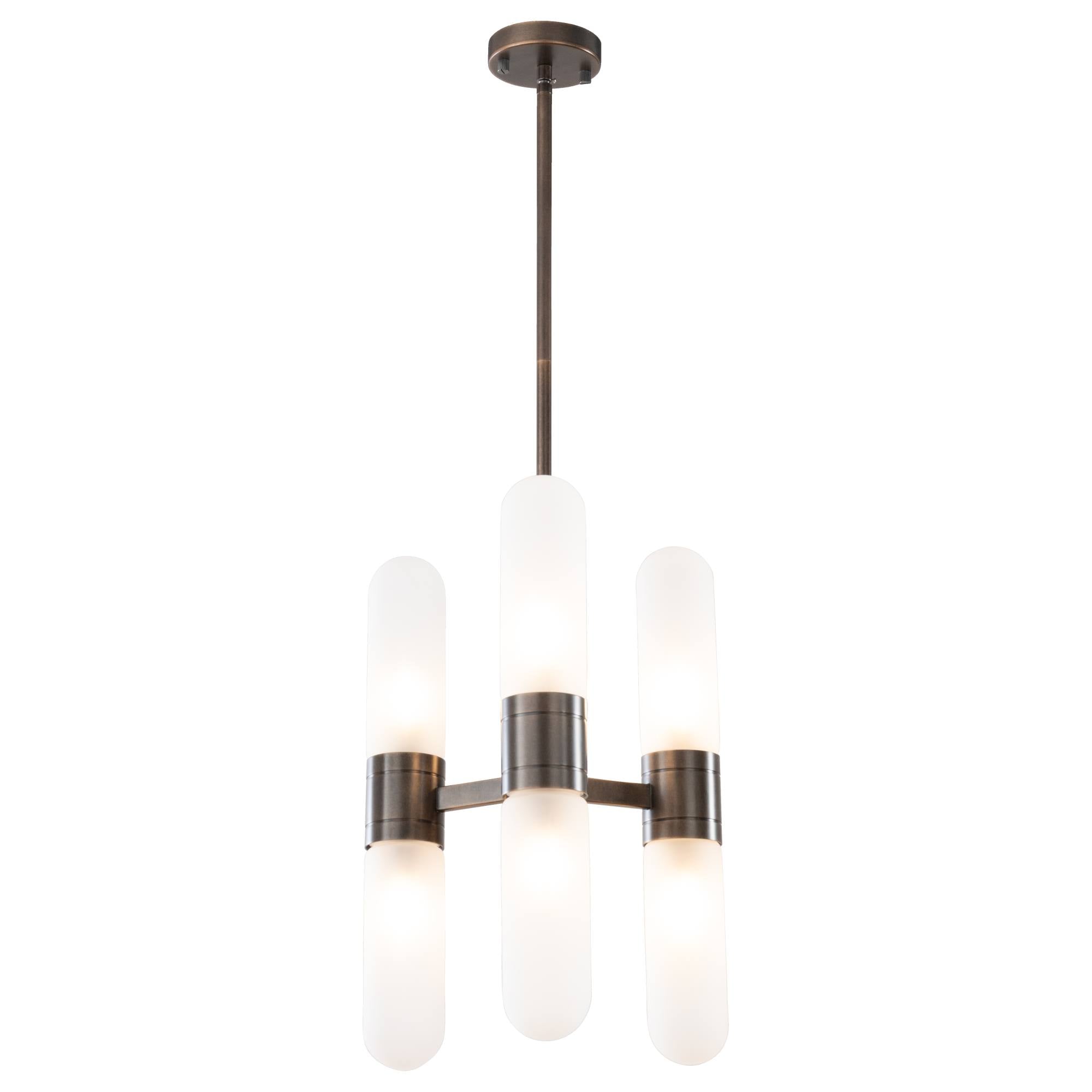 Hepburn 6 Light 3 Arm Pendant, Antique Brass