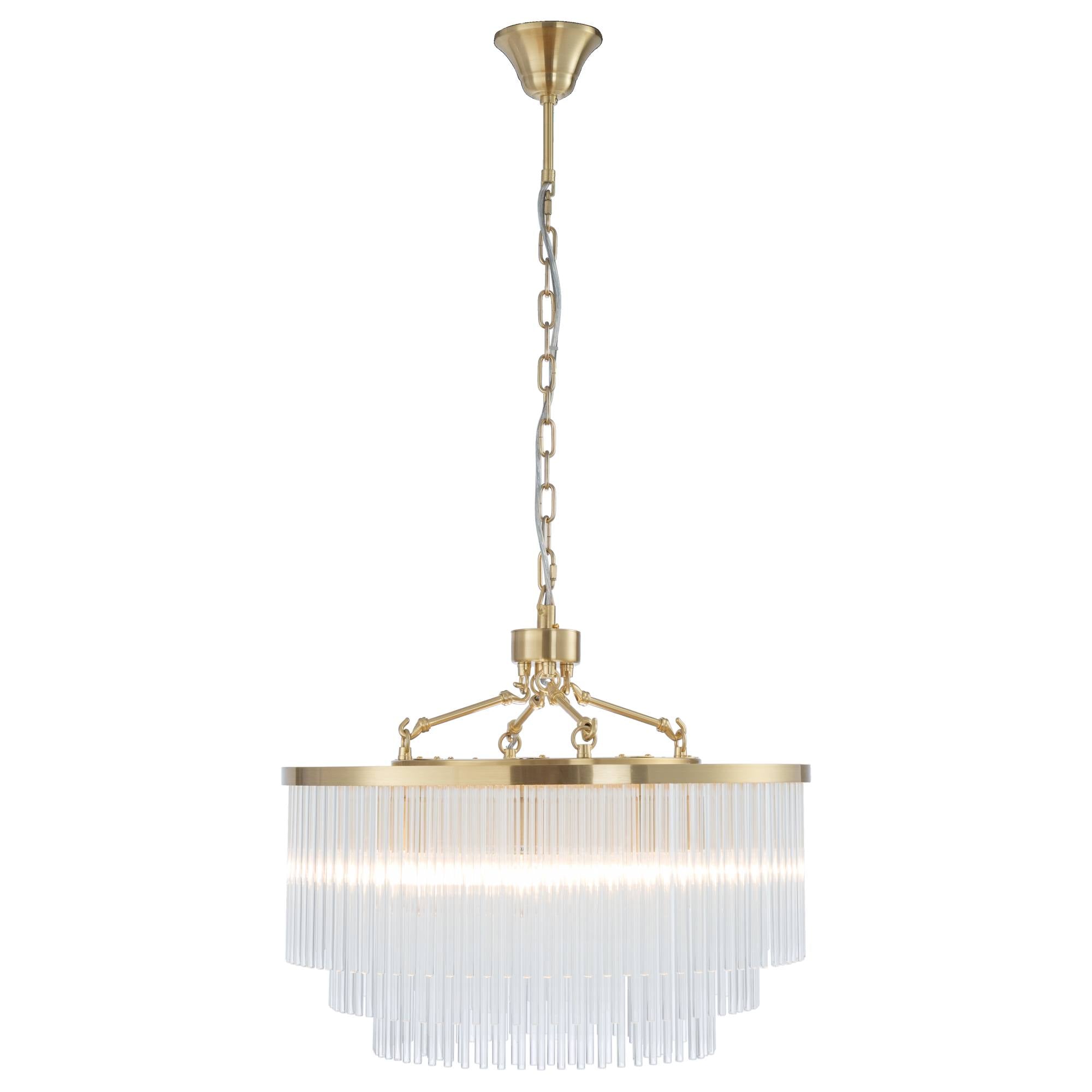 Evangeline Medium 60cm 8 Light Chandelier, Satin Brass
