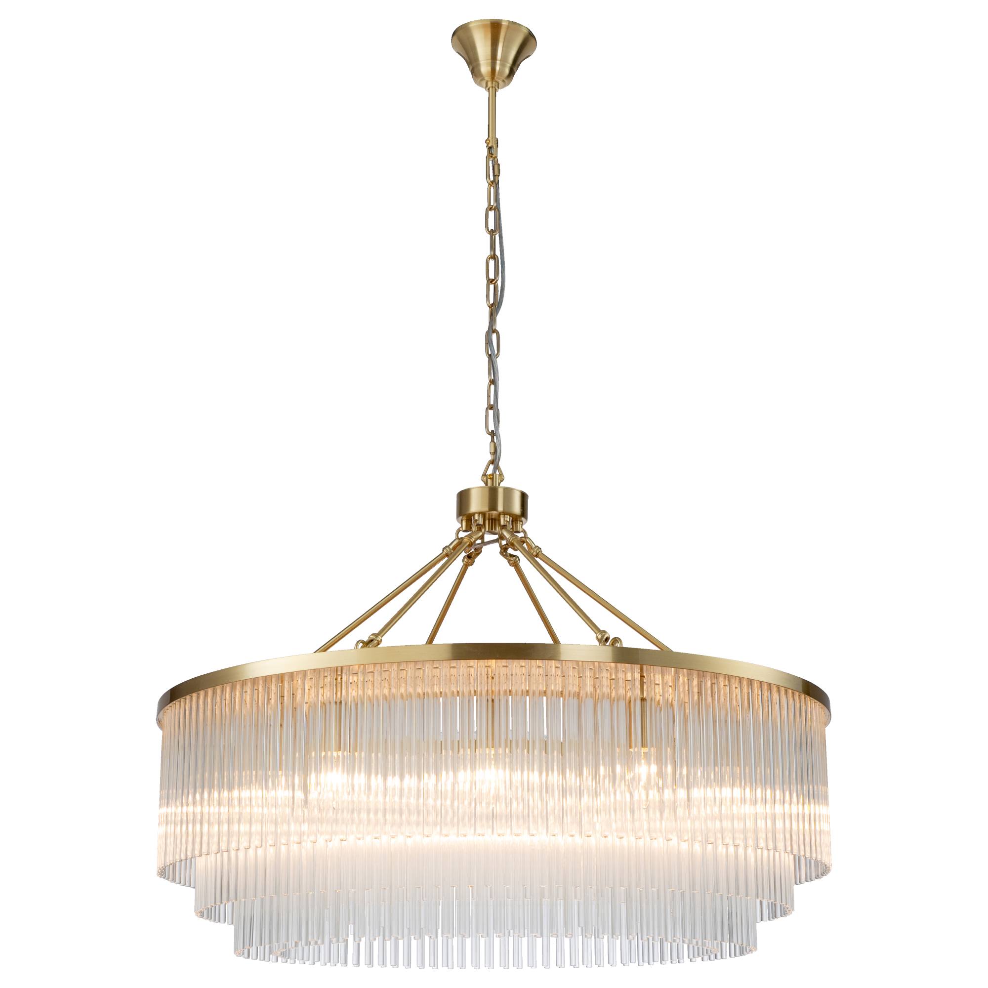 Evangeline Large 90cm 12 Light Chandelier, Satin Brass