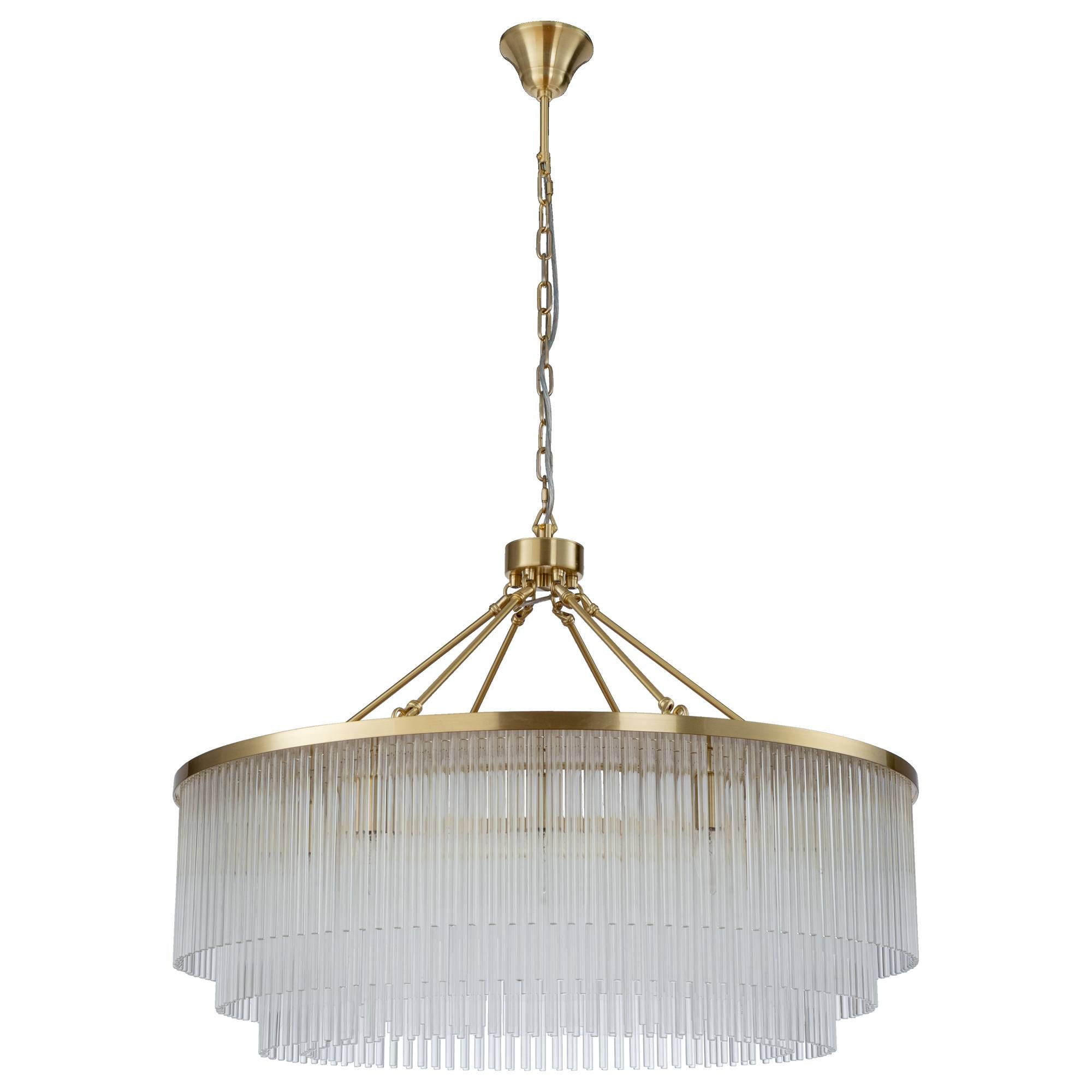 Evangeline Large 90cm 12 Light Chandelier, Satin Brass