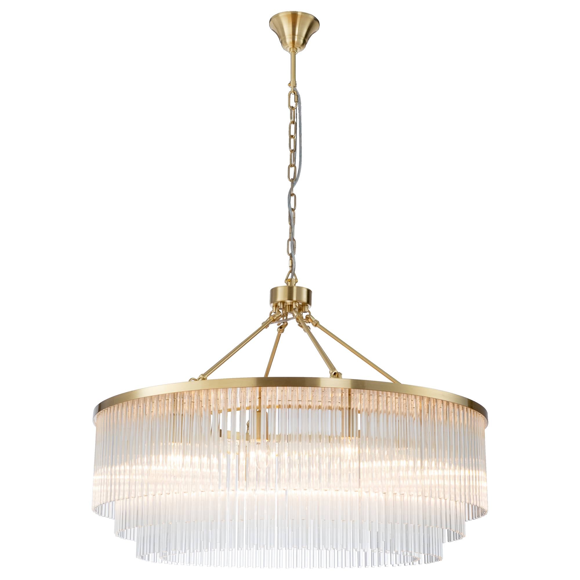 Evangeline Large 90cm 12 Light Chandelier, Satin Brass