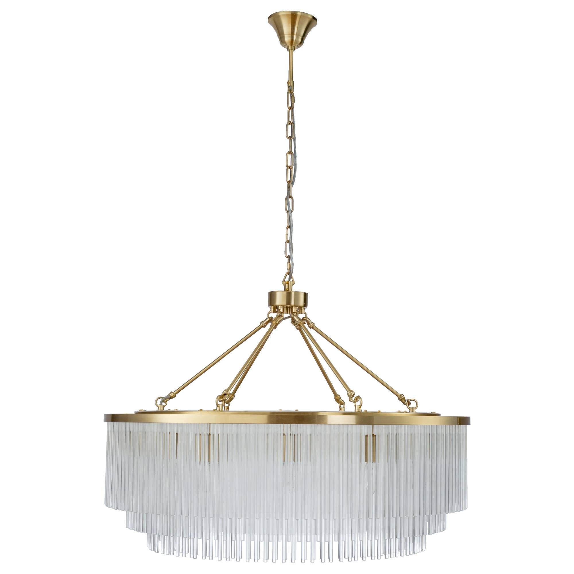 Evangeline Large 90cm 12 Light Chandelier, Satin Brass