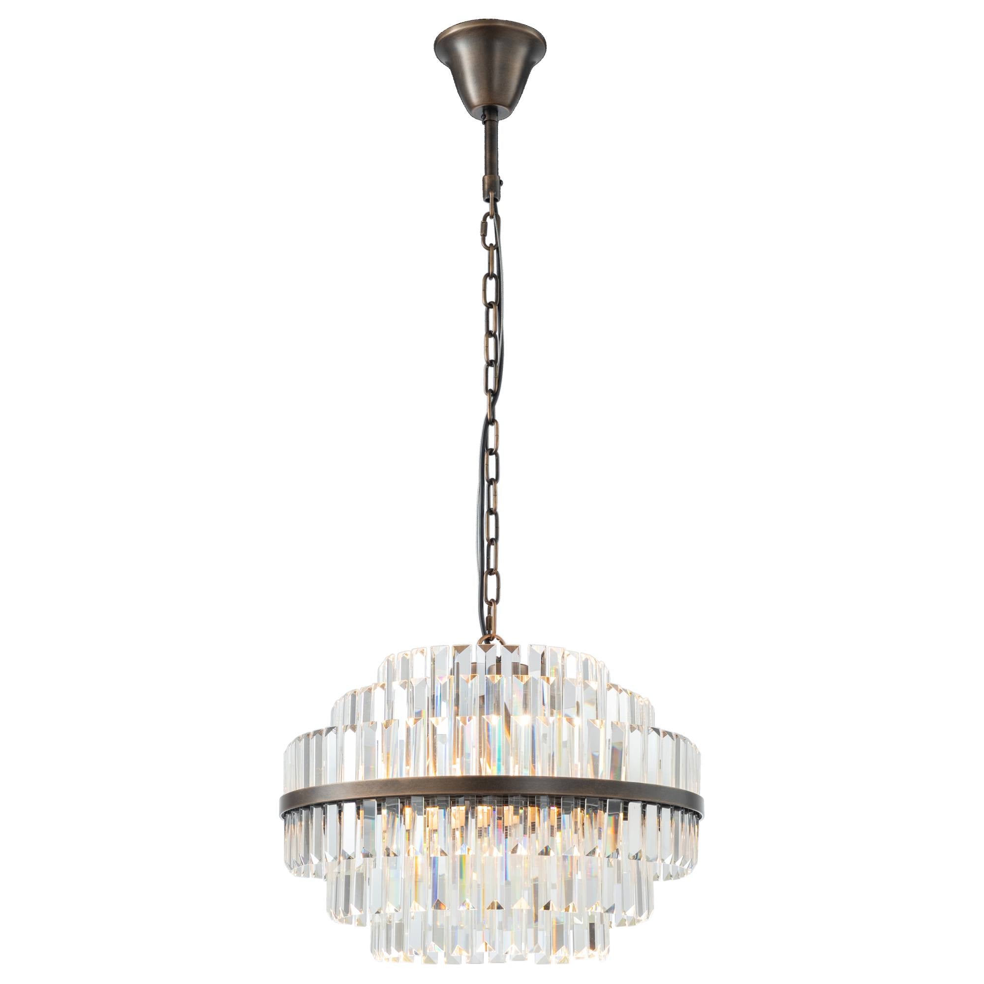 Evelyn Medium 50cm 4 Light Chandelier, Antique Brass