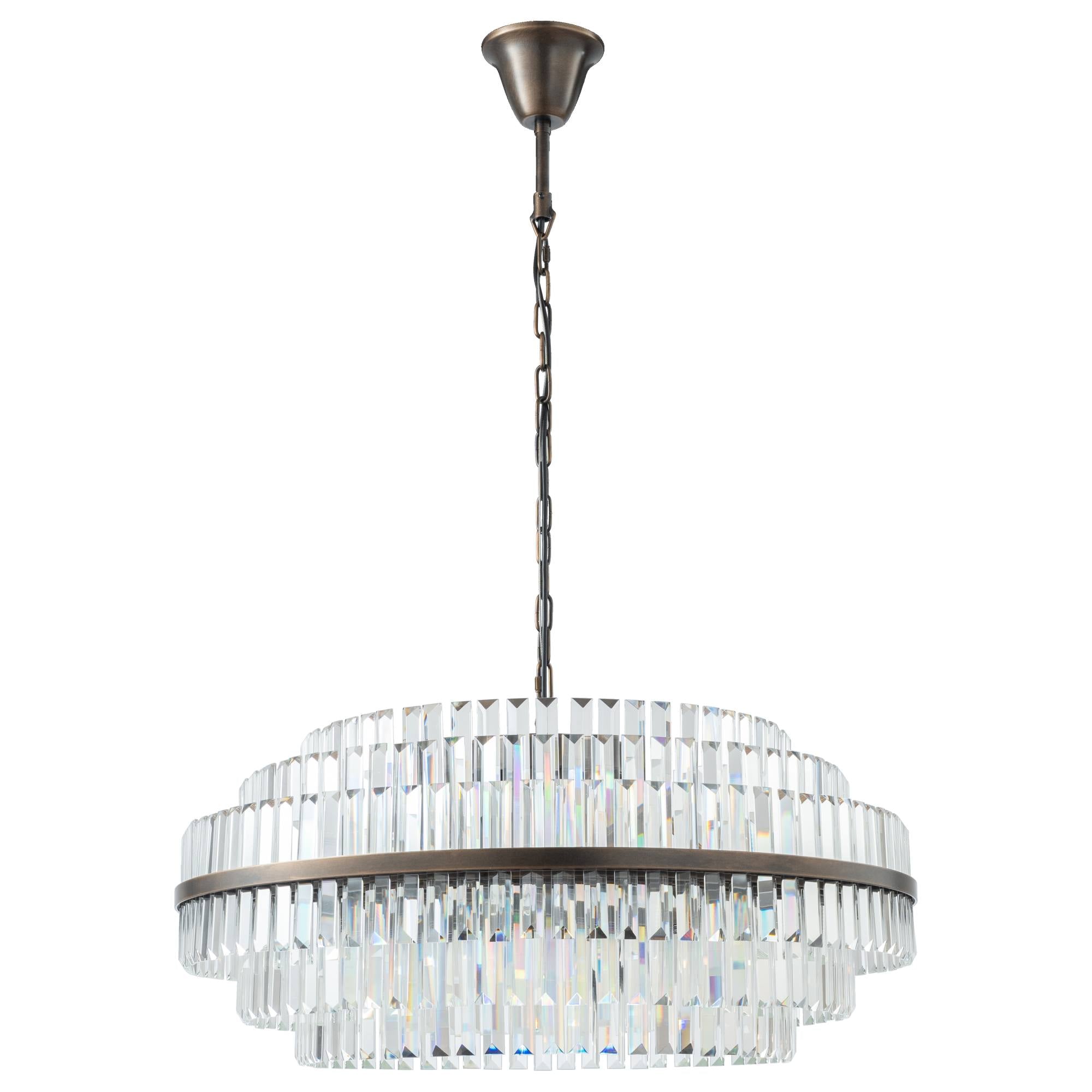 Evelyn Large 80cm 10 Light Chandelier, Antique Brass