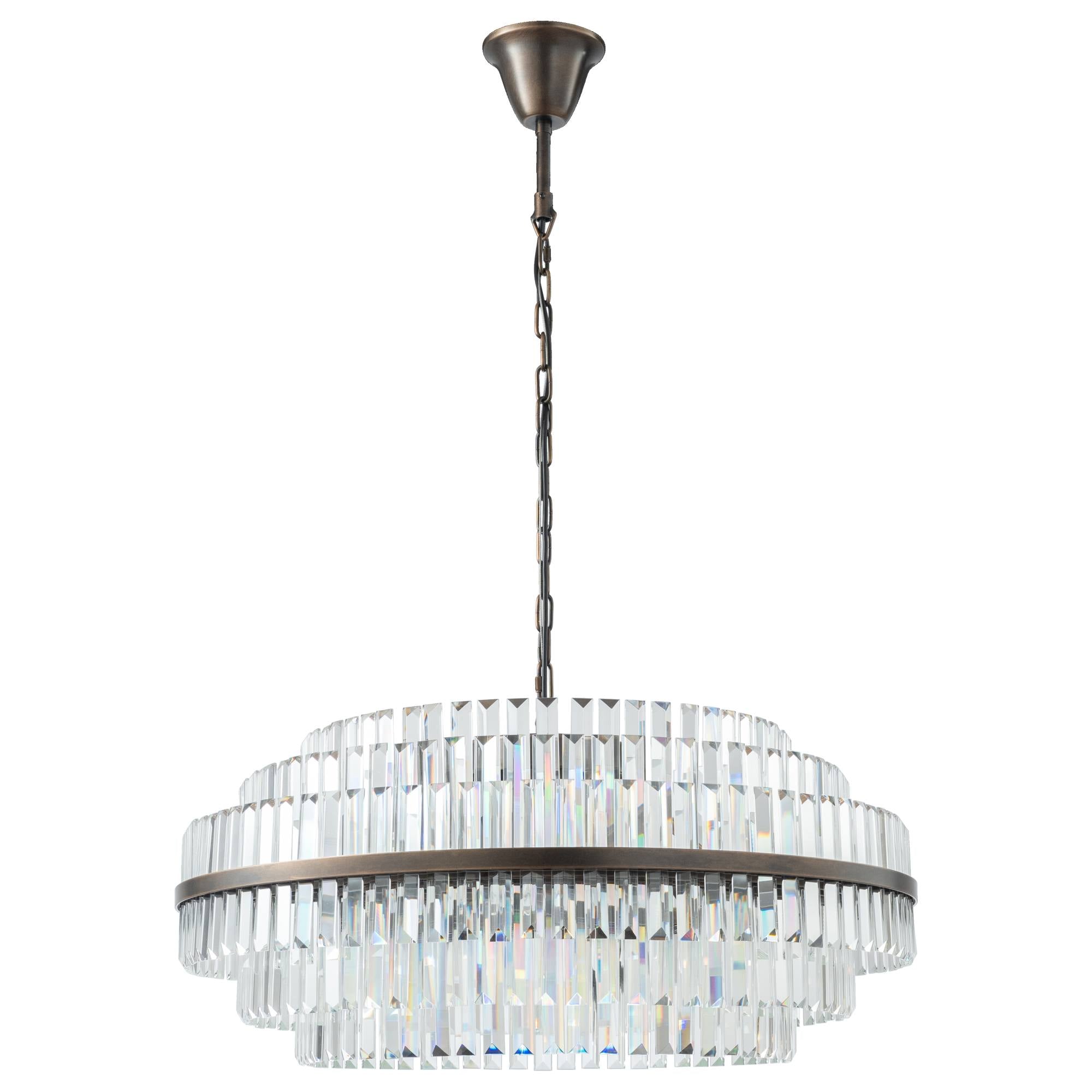 Evelyn Large 80cm 10 Light Chandelier, Antique Brass