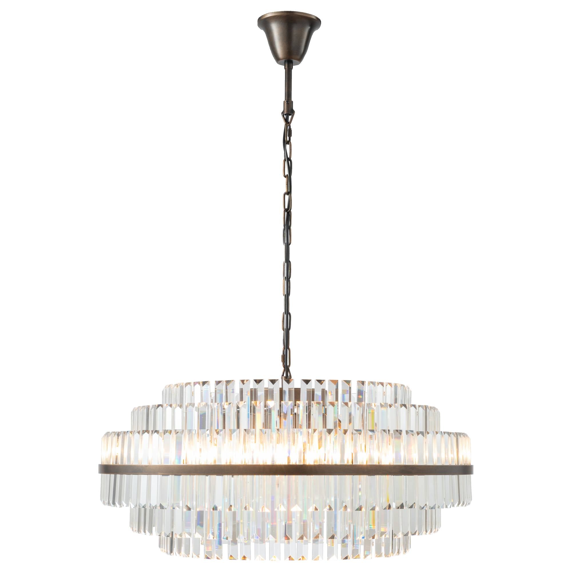 Evelyn Large 80cm 10 Light Chandelier, Antique Brass