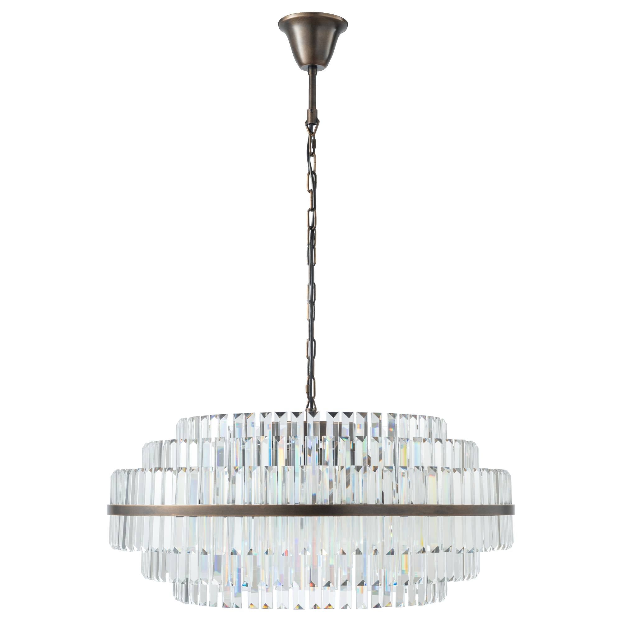 Evelyn Large 80cm 10 Light Chandelier, Antique Brass