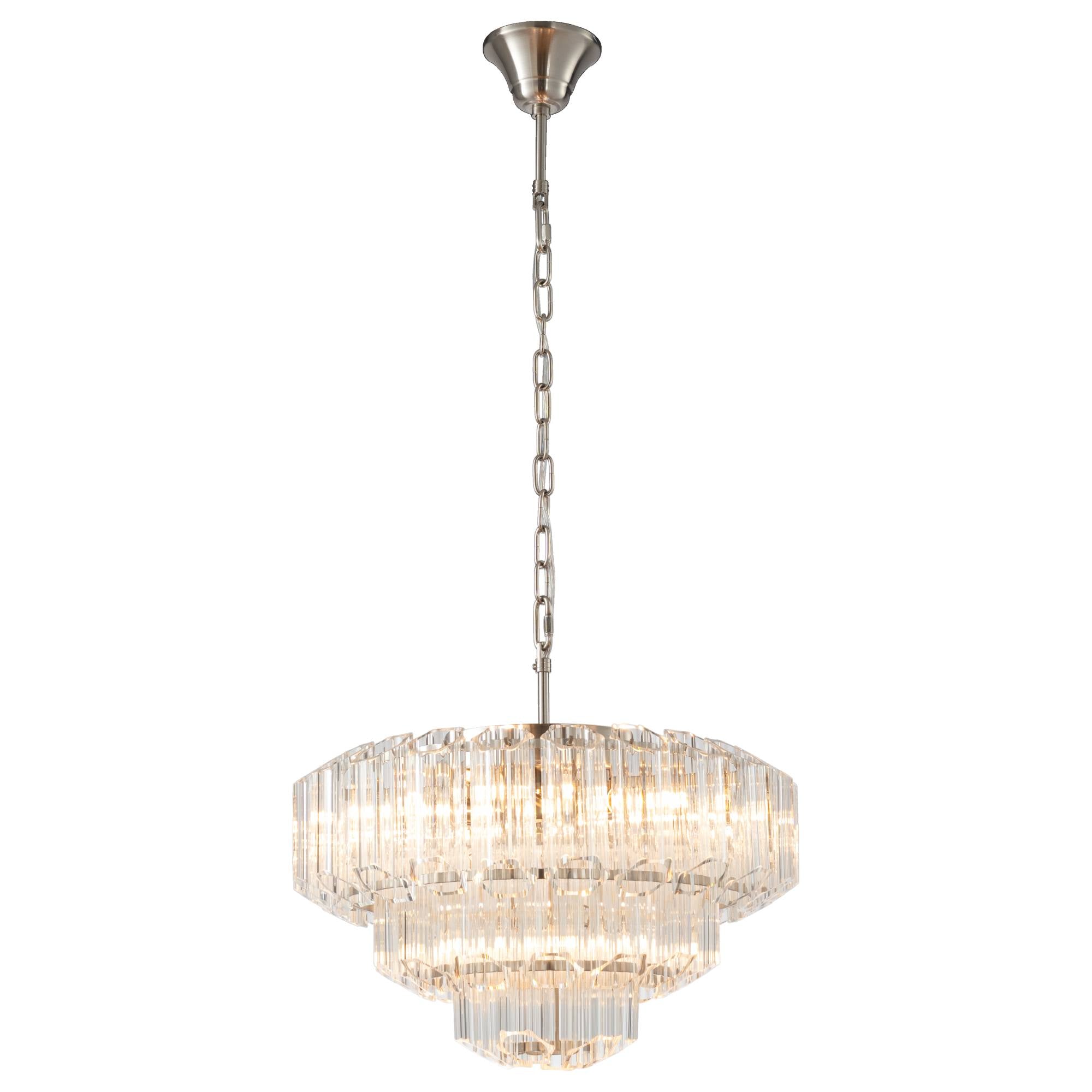 Calista Large 50cm 7 Light 3 Tier Chandelier, Brushed Nickel