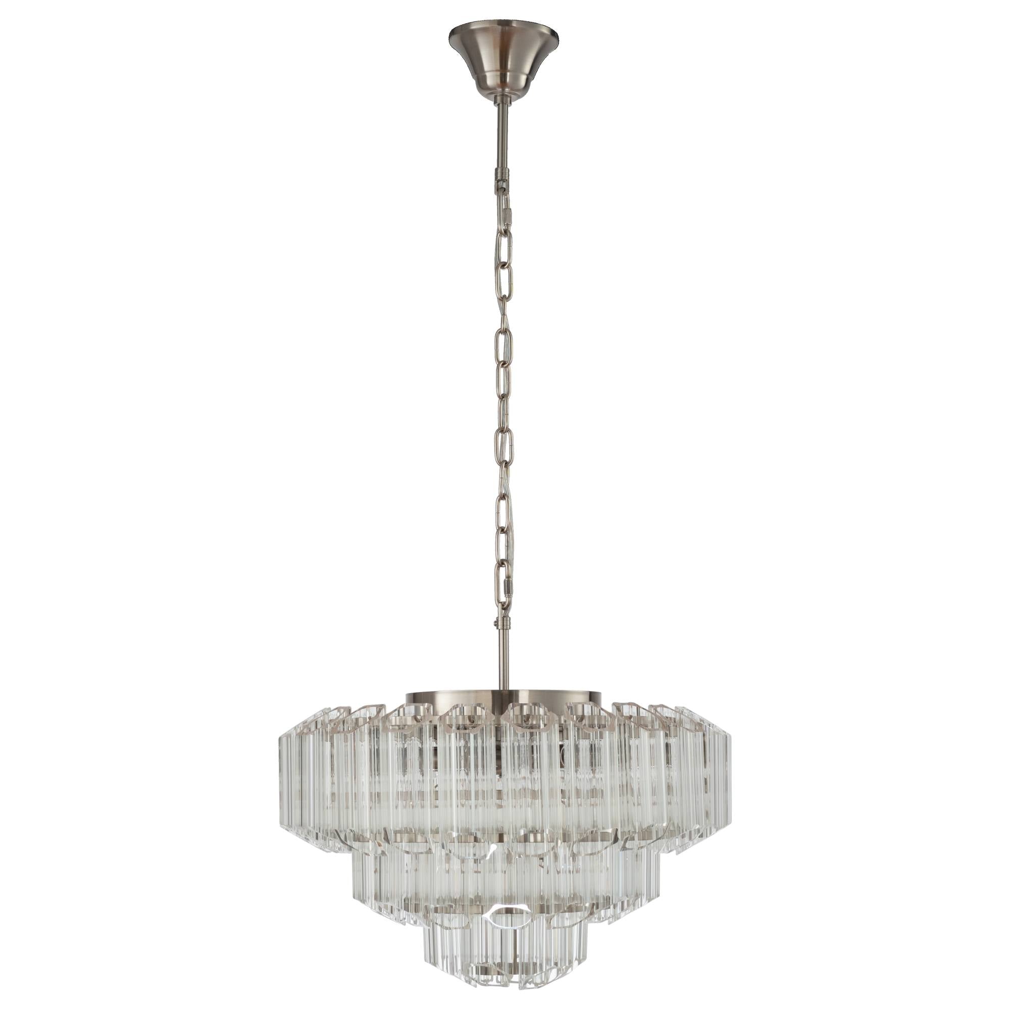 Calista Large 50cm 7 Light 3 Tier Chandelier, Brushed Nickel