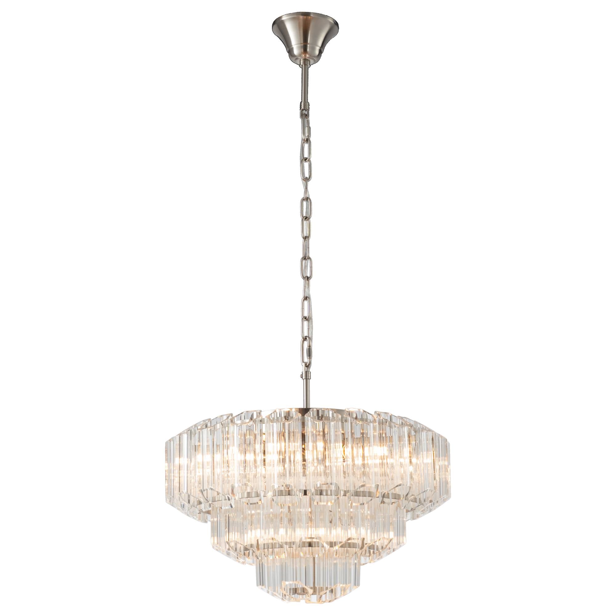 Calista Large 50cm 7 Light 3 Tier Chandelier, Brushed Nickel