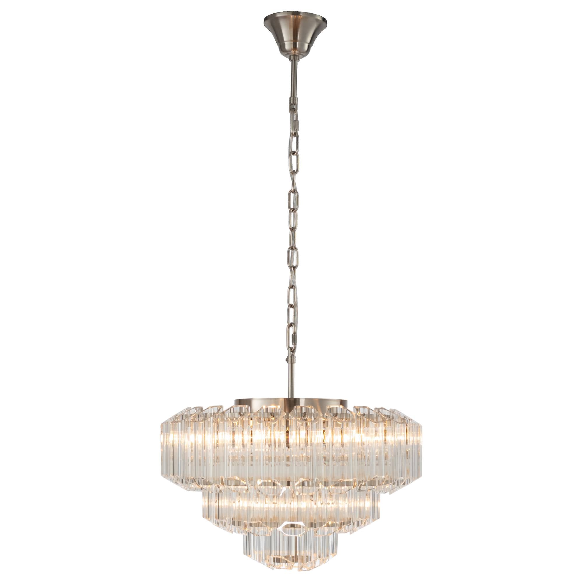 Calista Large 50cm 7 Light 3 Tier Chandelier, Brushed Nickel