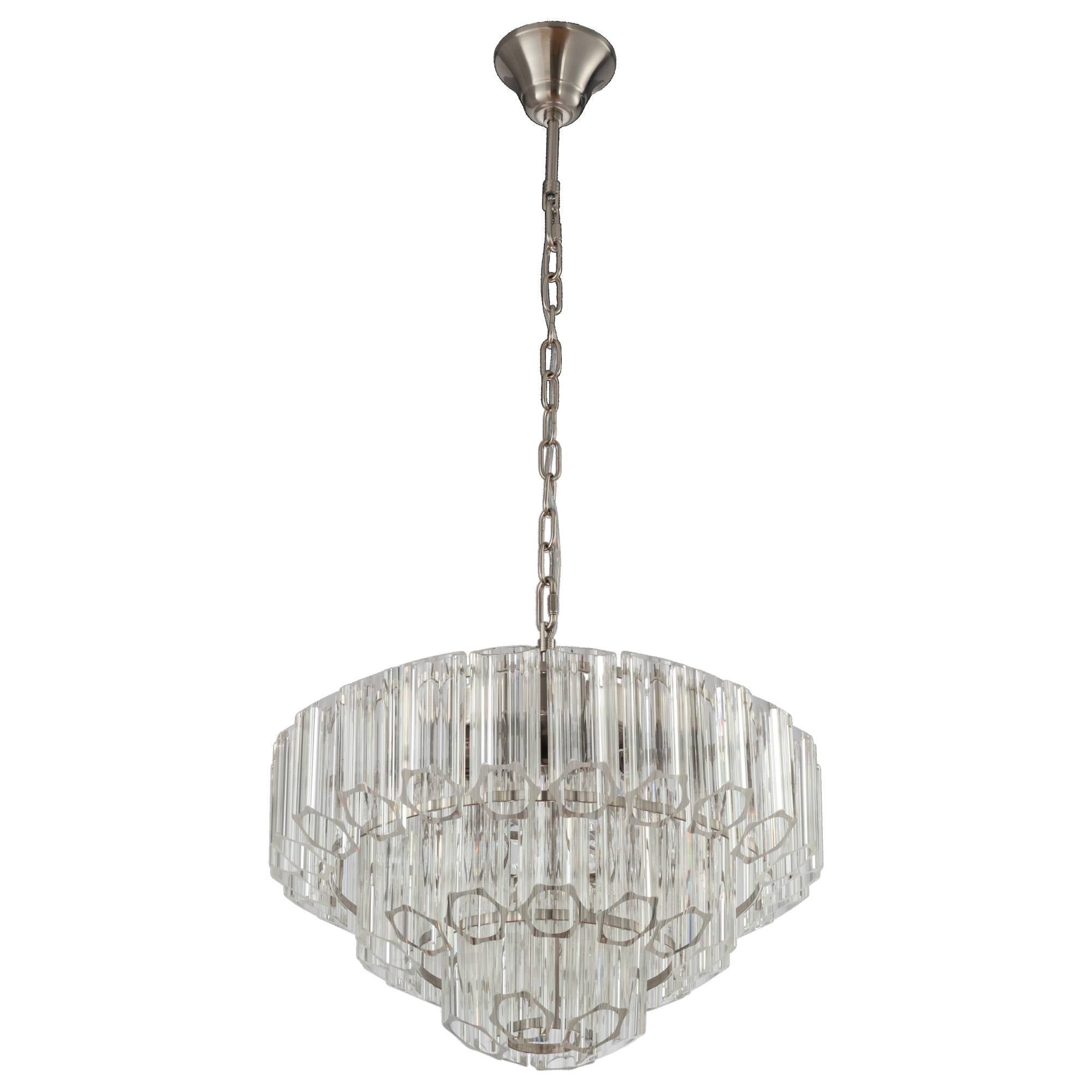 Calista Large 50cm 7 Light 3 Tier Chandelier, Brushed Nickel