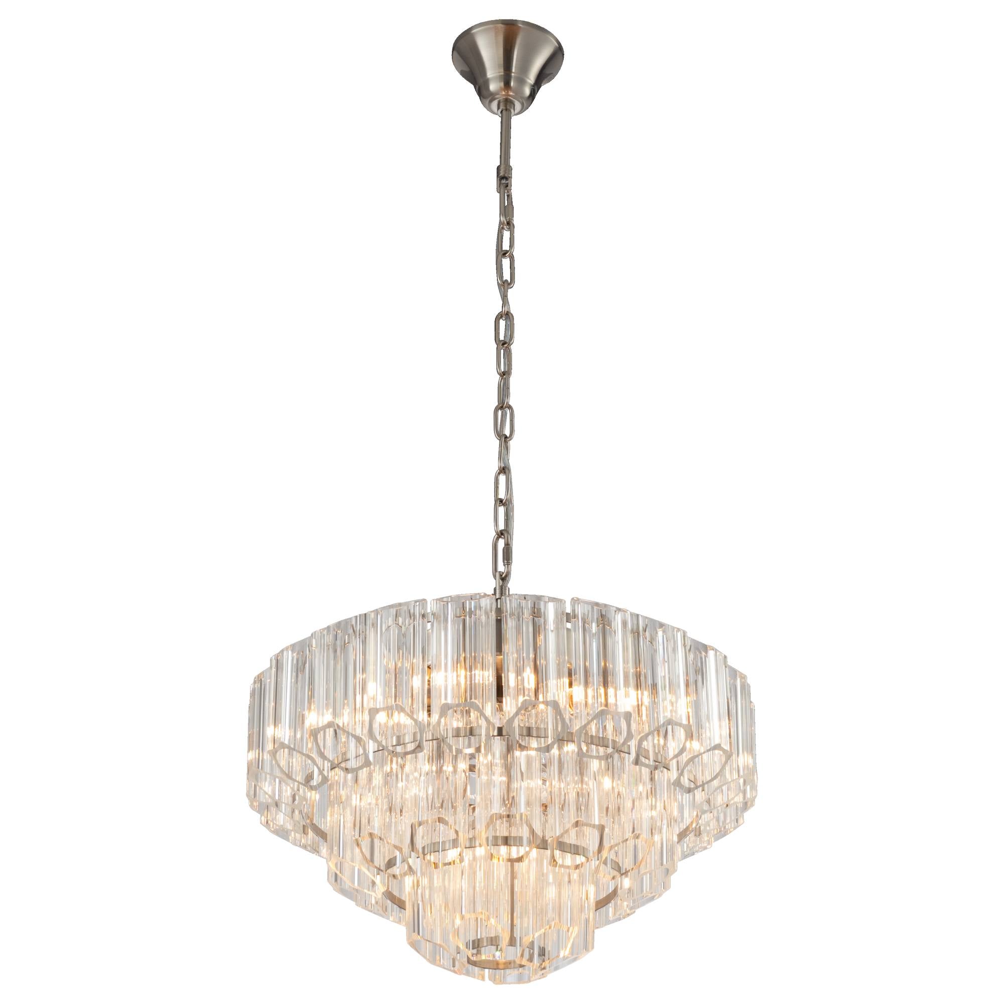 Calista Large 50cm 7 Light 3 Tier Chandelier, Brushed Nickel