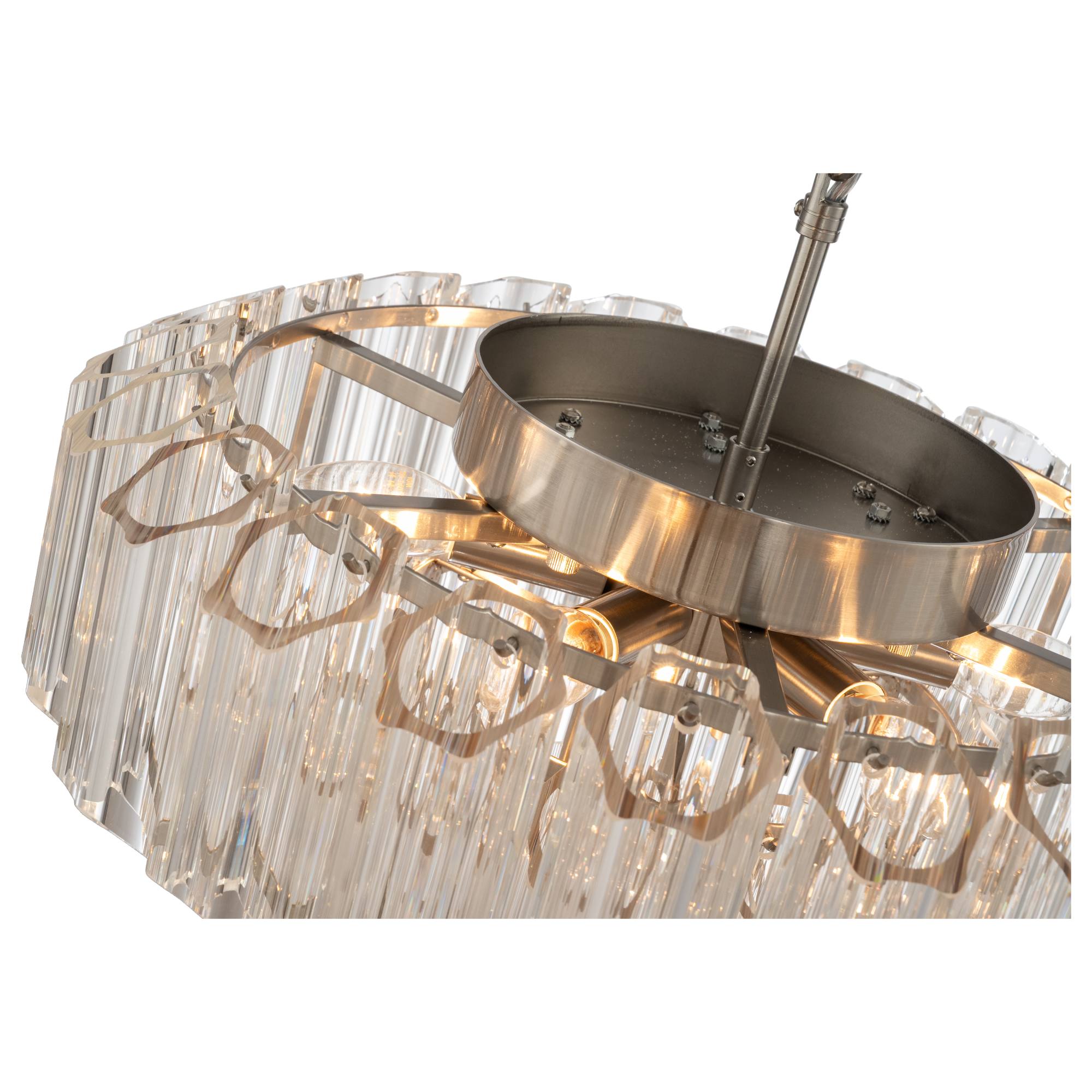 Calista Large 50cm 7 Light 3 Tier Chandelier, Brushed Nickel