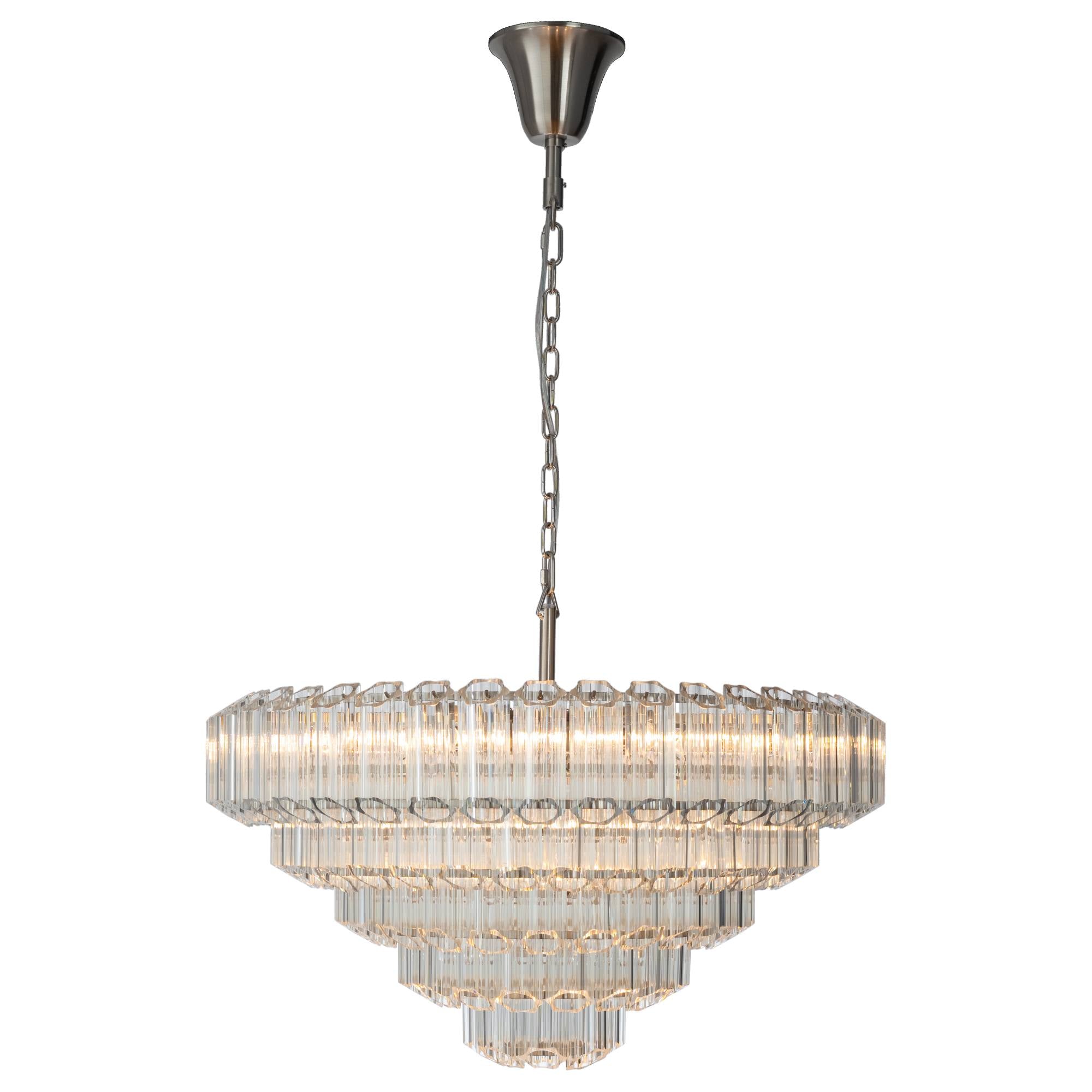 Calista Extra Large 85cm 12 Light 5 Tier Chandelier, Brushed Nickel