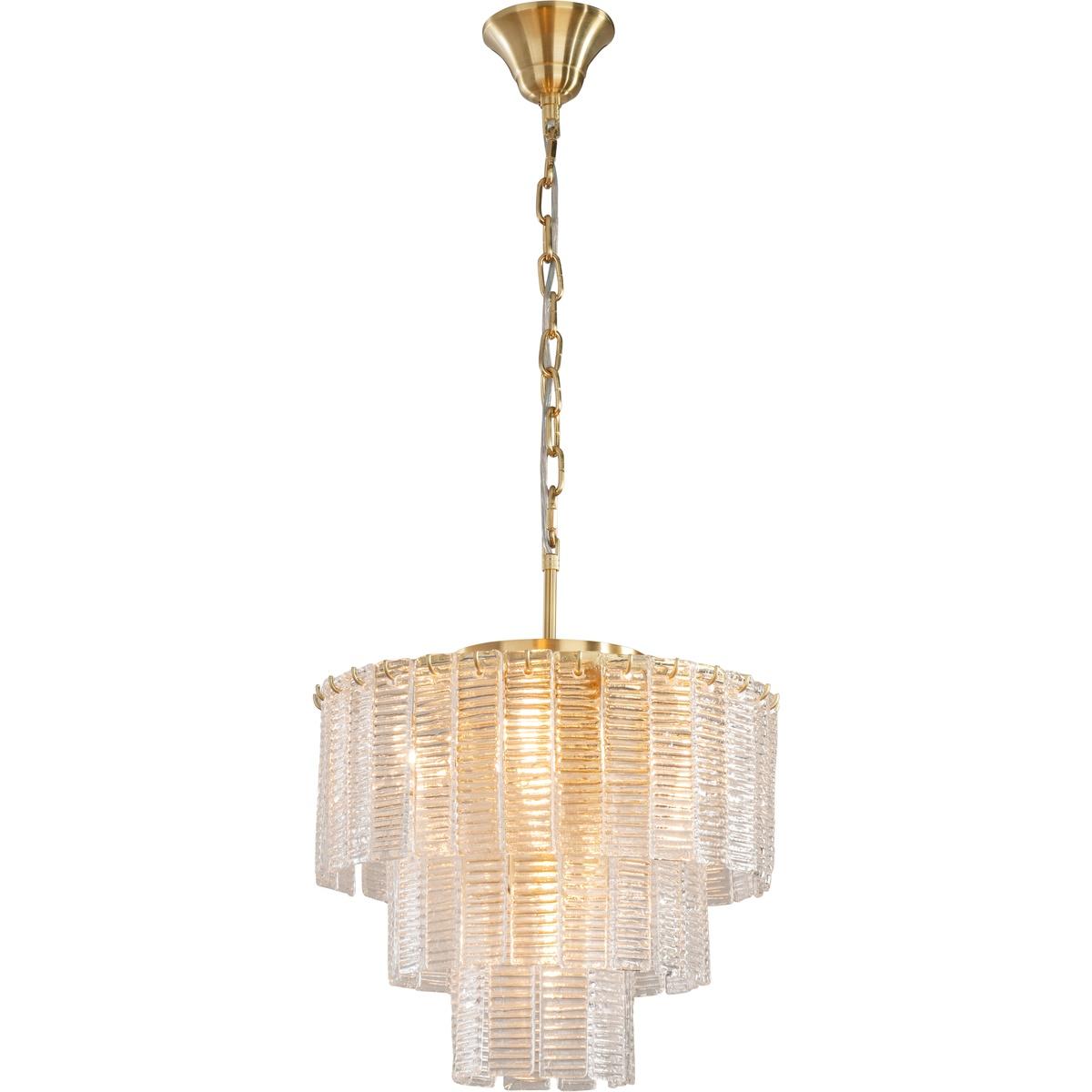 Alara Small 40cm 3 Tier 5 Light Chandelier, Satin Brass
