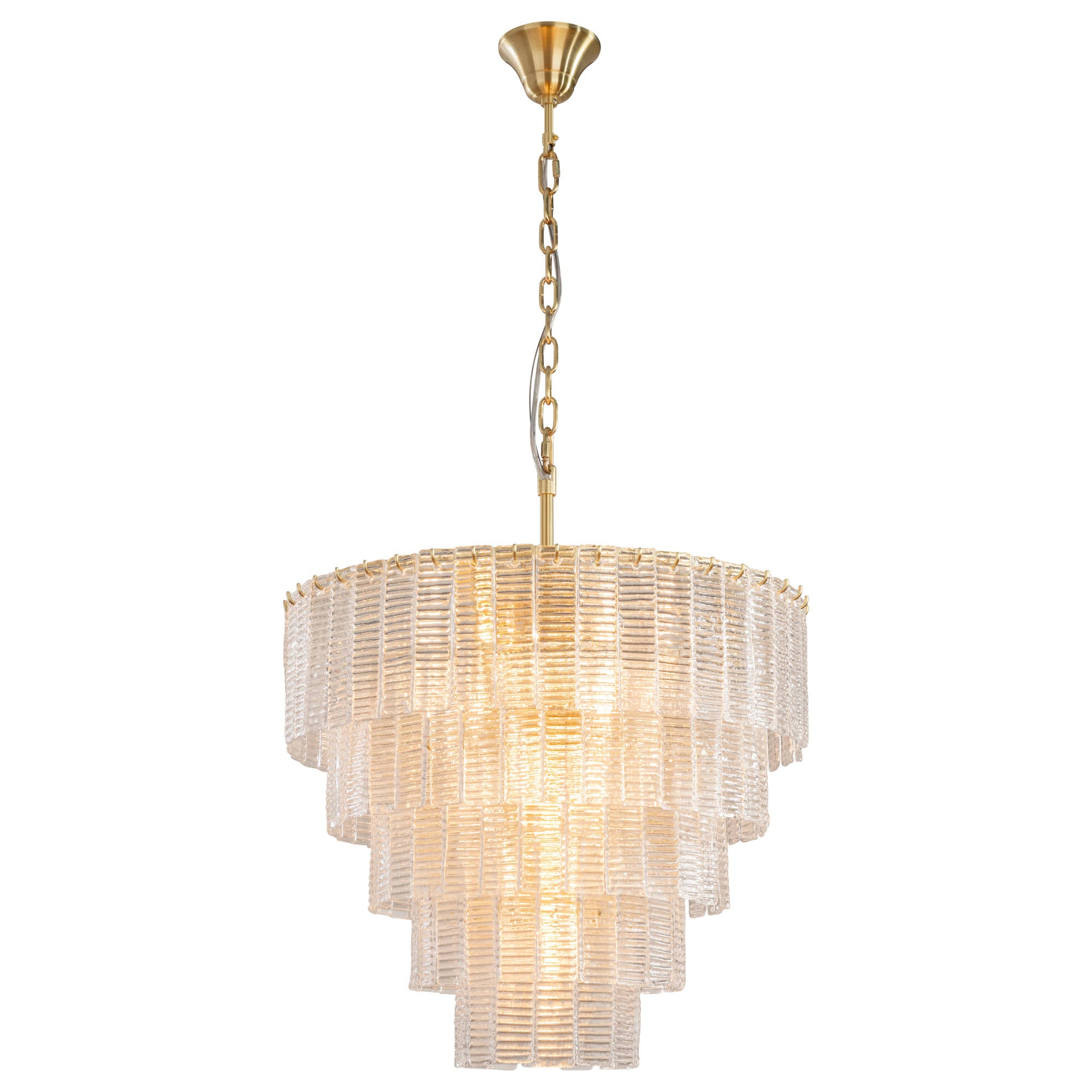 Alara Medium 60cm 9 Light 5 Tier Chandelier, Satin Brass