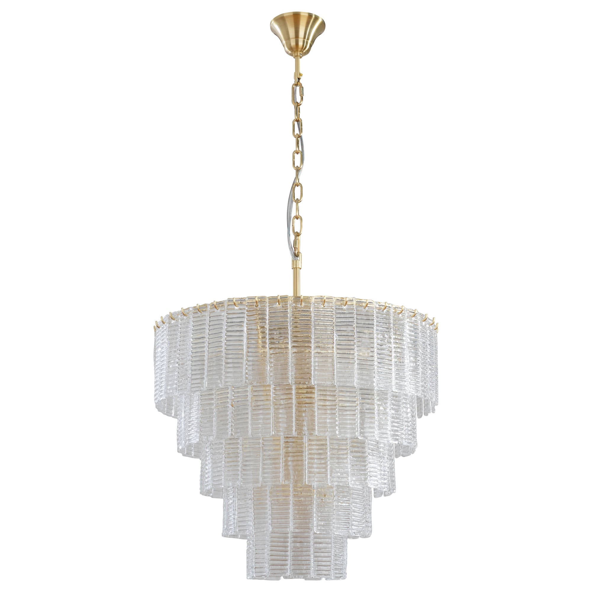 Alara Medium 60cm 9 Light 5 Tier Chandelier, Satin Brass