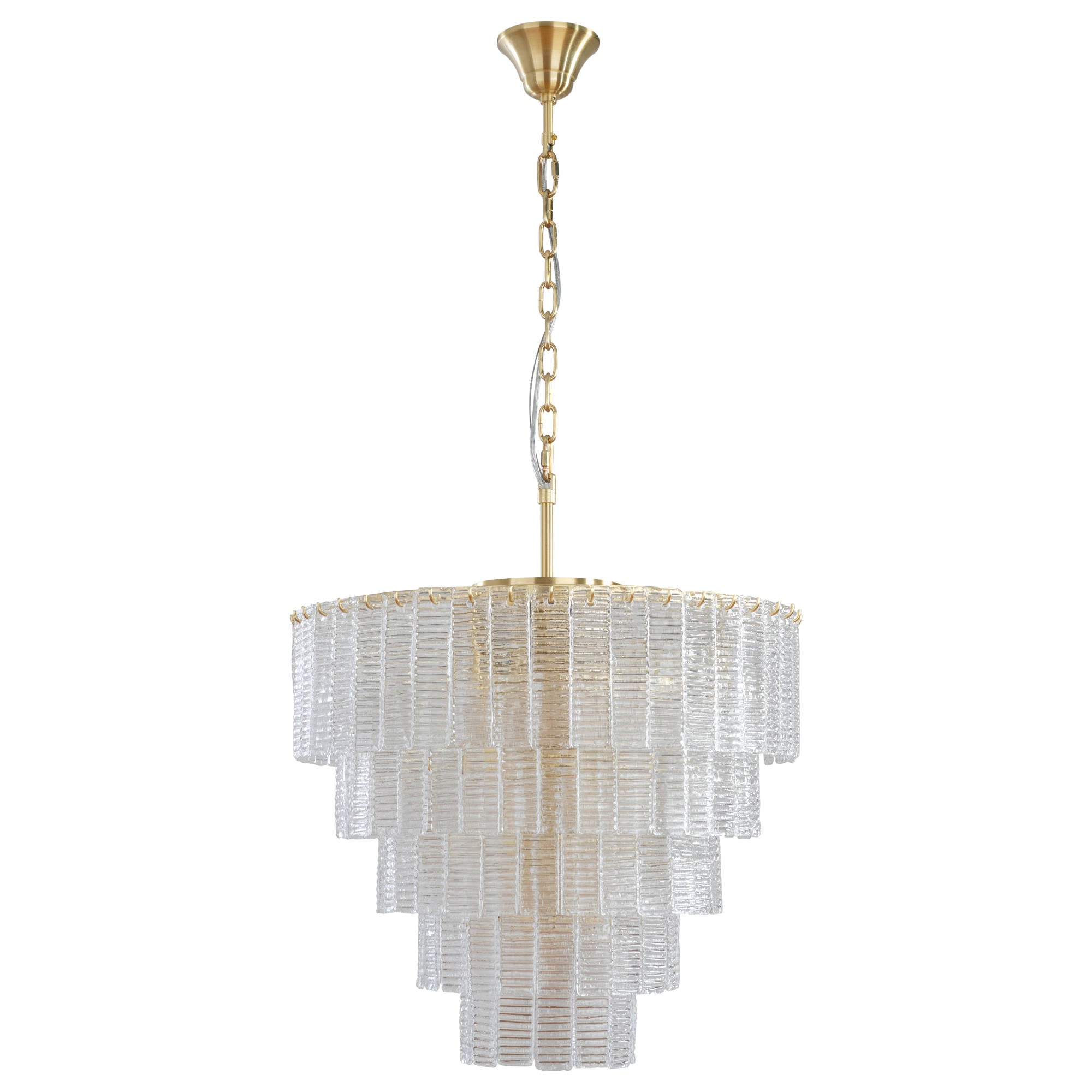 Alara Medium 60cm 9 Light 5 Tier Chandelier, Satin Brass