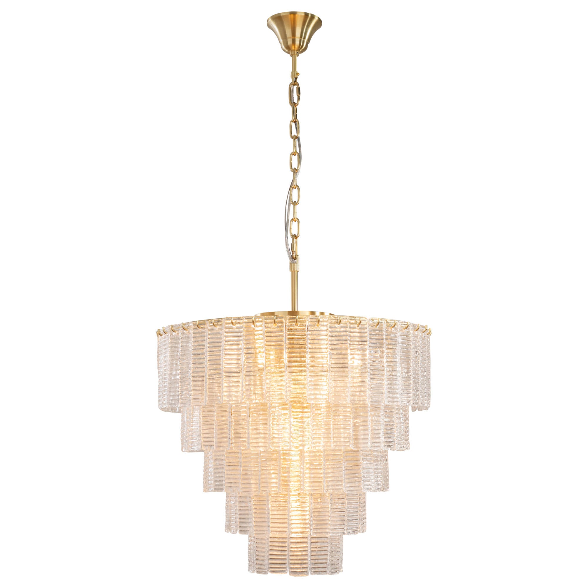 Alara Medium 60cm 9 Light 5 Tier Chandelier, Satin Brass