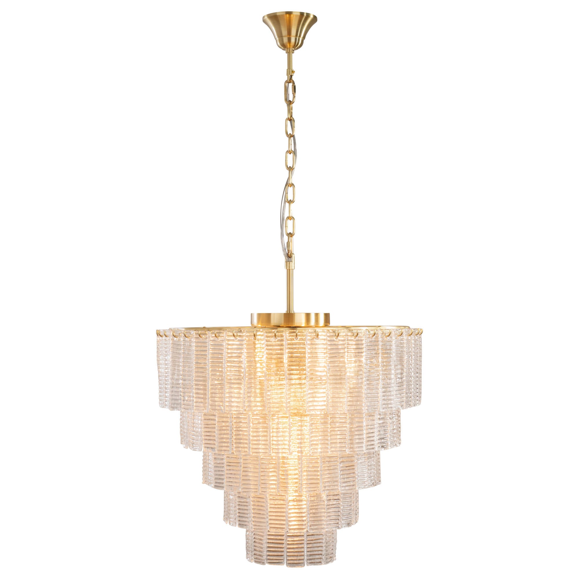 Alara Medium 60cm 9 Light 5 Tier Chandelier, Satin Brass