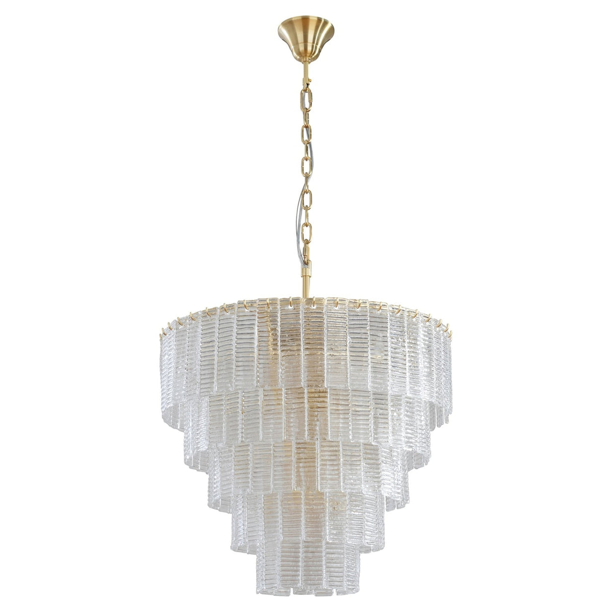 Alara Medium 60cm 9 Light 5 Tier Chandelier, Satin Brass