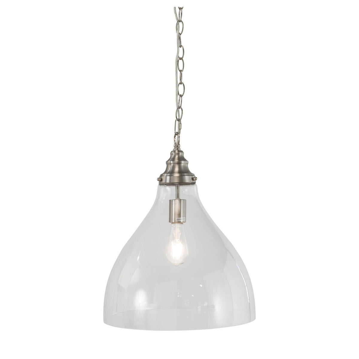 Keys Chain Pendant Large Brushed, Nickel Clear