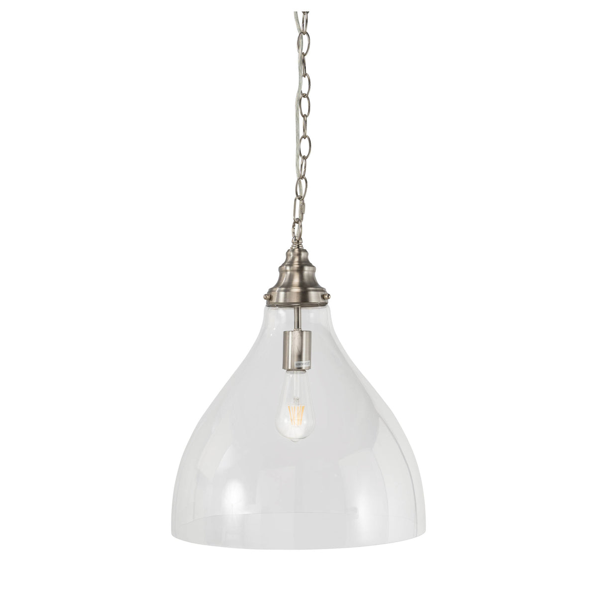 Keys Chain Pendant Large Brushed, Nickel Clear