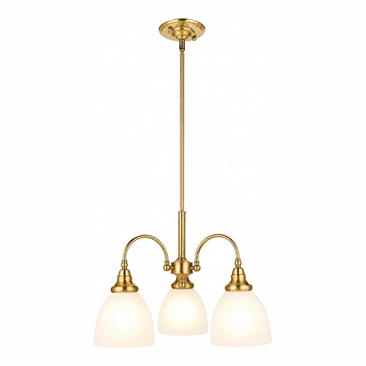 Benson 3 Light Pendant Arms Down, Satin Brass