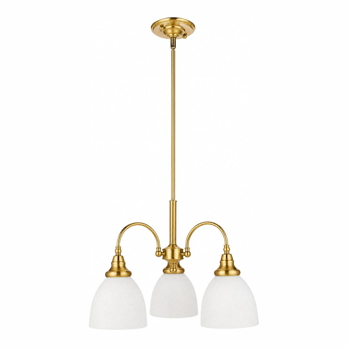 Benson 3 Light Pendant Arms Down, Satin Brass